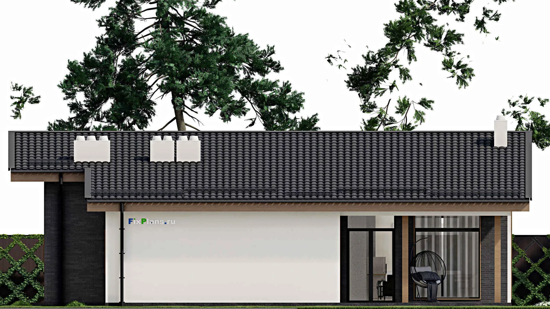 F-4940 - План одноэтажного дома 15 на 16, площадью 190 м² с террасой, баней и 3 спальнями