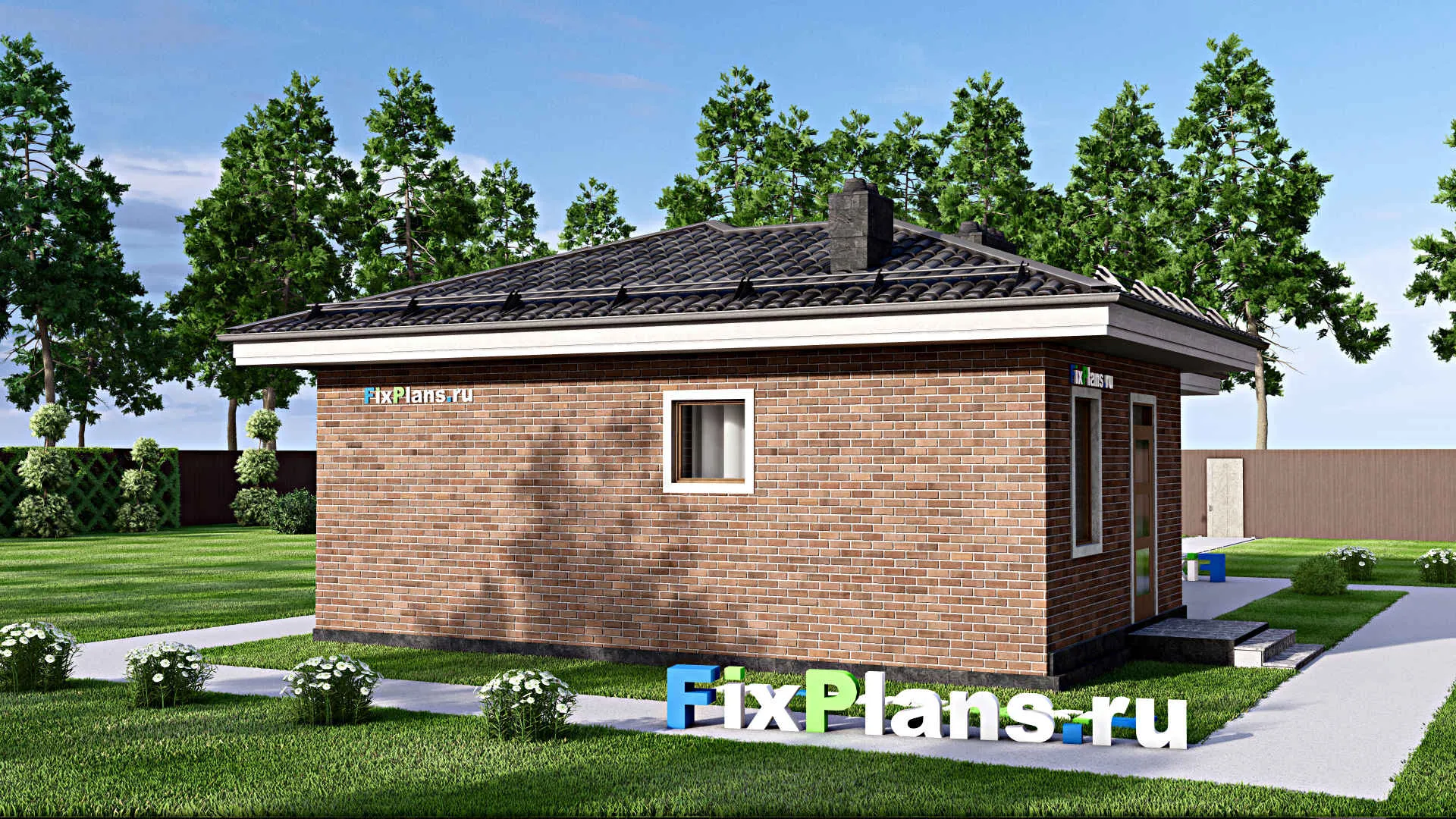 F-15380 - Проект бани 10 на 14, площадью 80 м² с комнатой отдыха, терассой и санузлом