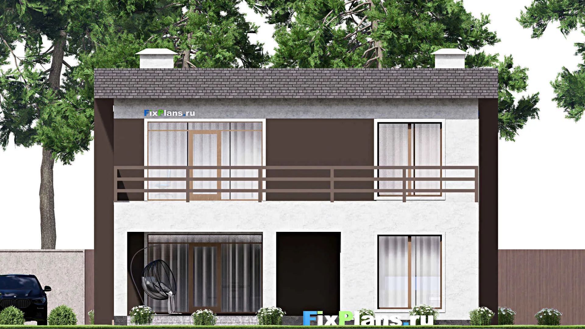 F-15389 - Проект двухэтажного дома 12 на 17, площадью 290 м² с террасой, балконом и 3 спальнями