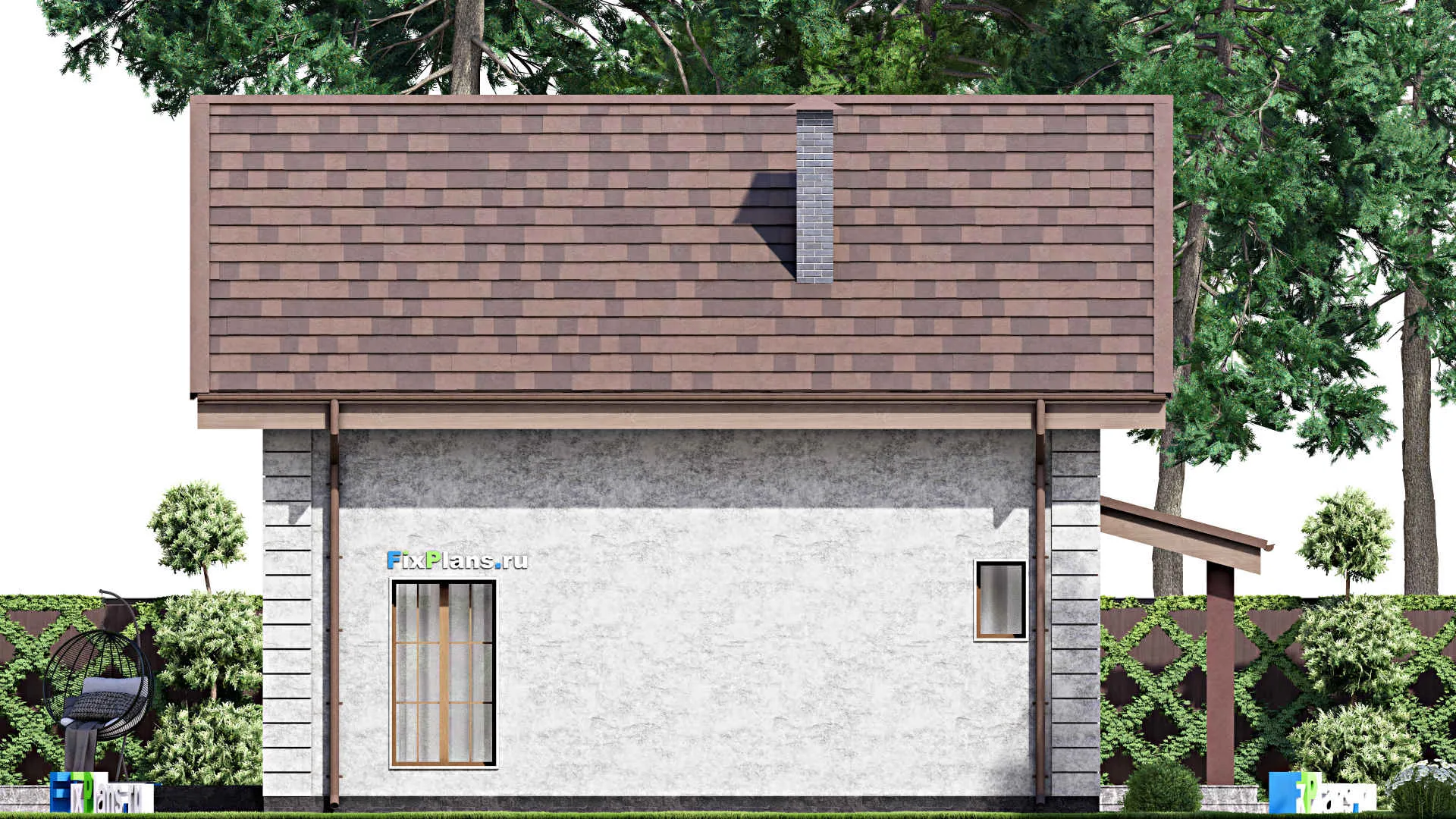 F-14264 - Проект дома с мансардой 11 на 14, площадью 130 м² с террасой и 2 спальнями