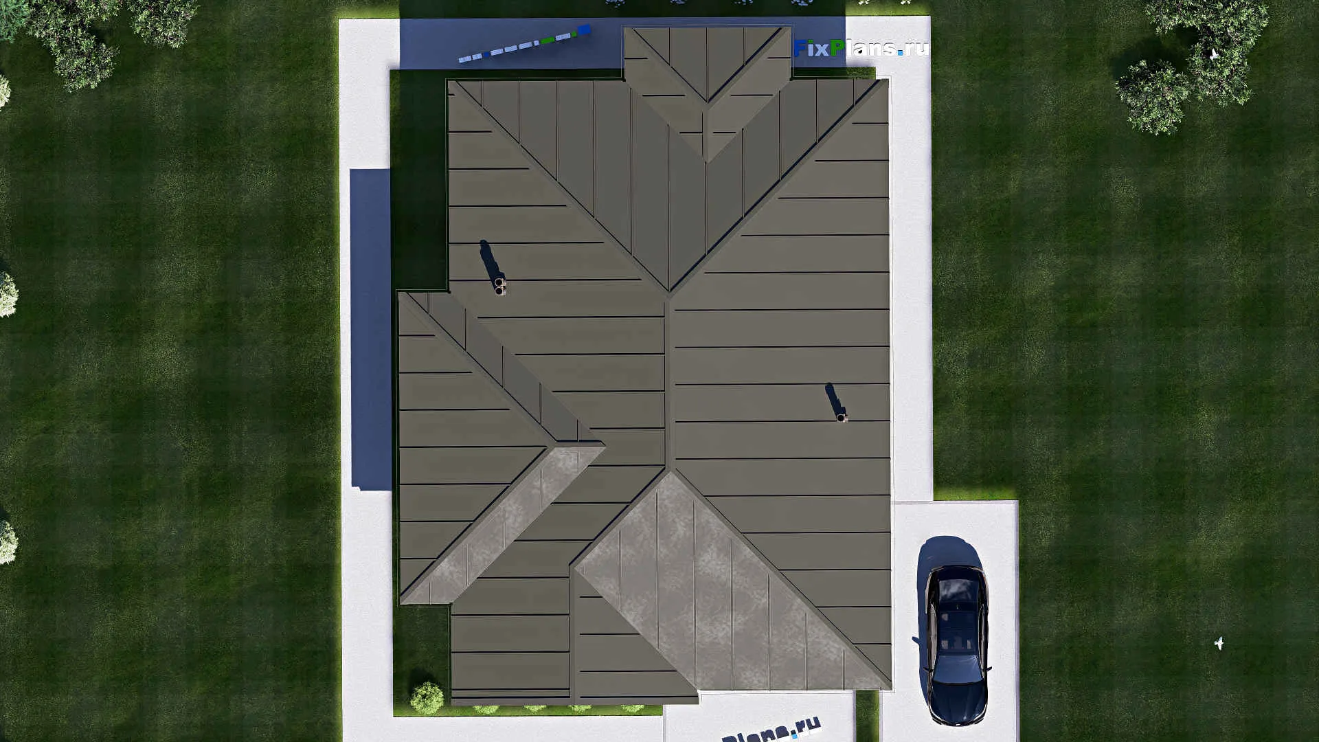 F-20843 - Проект одноэтажного дома 13 на 18, площадью 160 м² с 3 спальнями