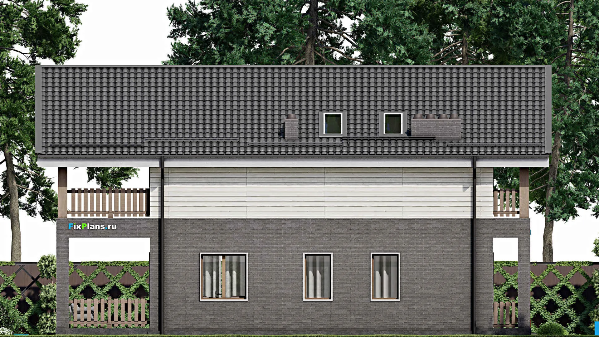 F-4400 - Проект двухэтажного дома 10 на 11, площадью 280 м² с террасой, балконом и 3 спальнями