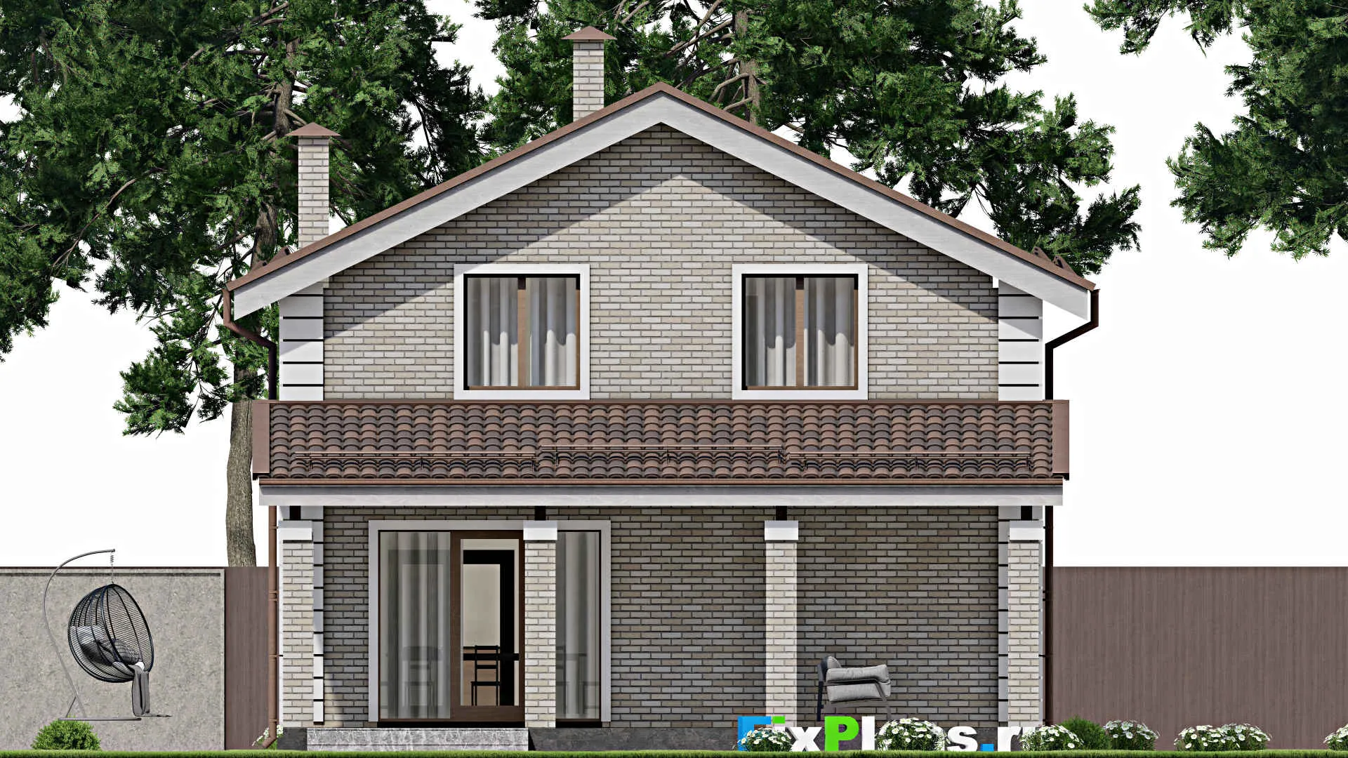 F-9854 - Планы дома с мансардой 10 на 15, площадью 160 м² с террасой и 3 спальнями