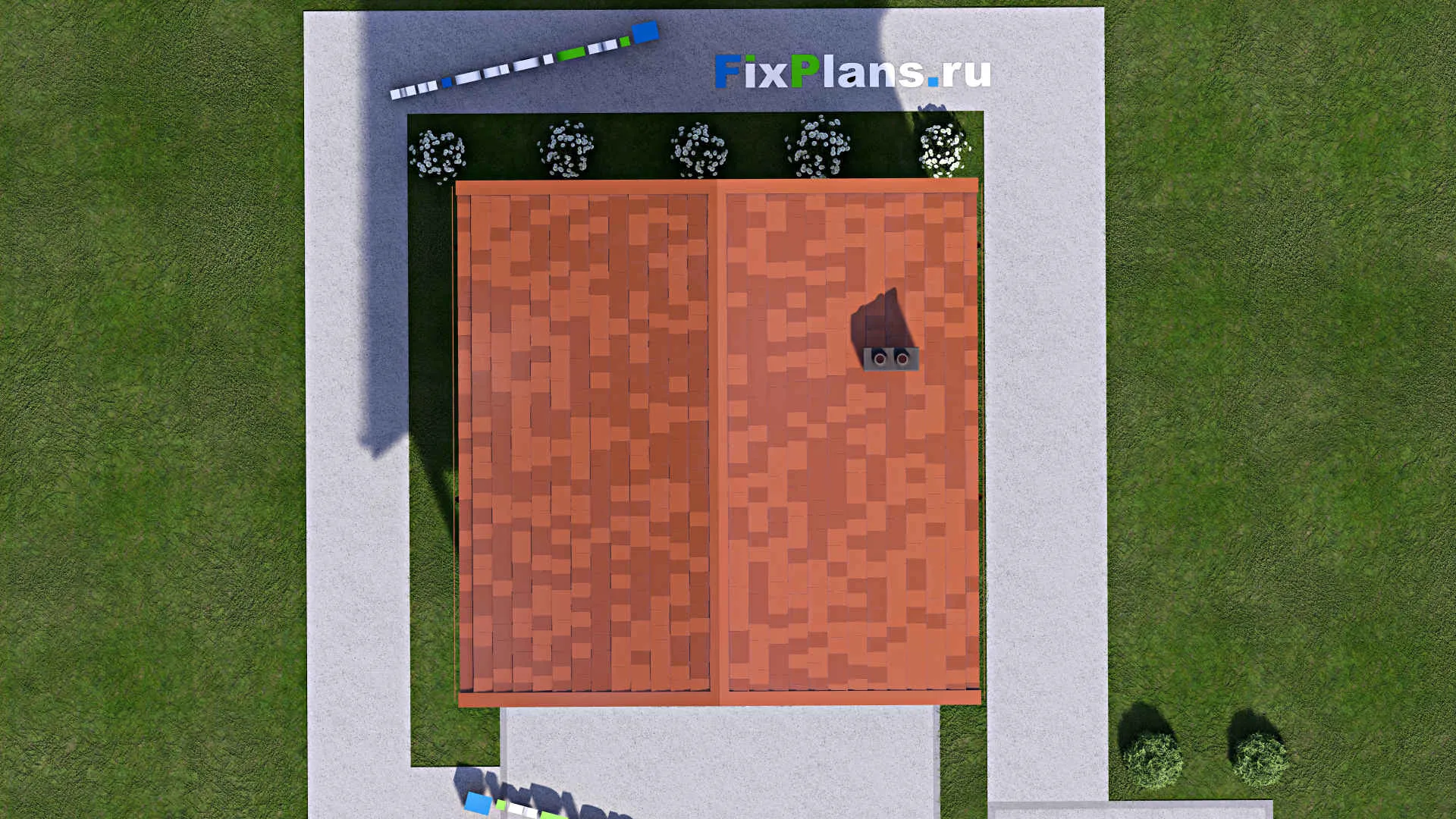 F-15308 - Проект бани 7 на 7, площадью 70 м² с комнатой отдыха, терассой и мансардой