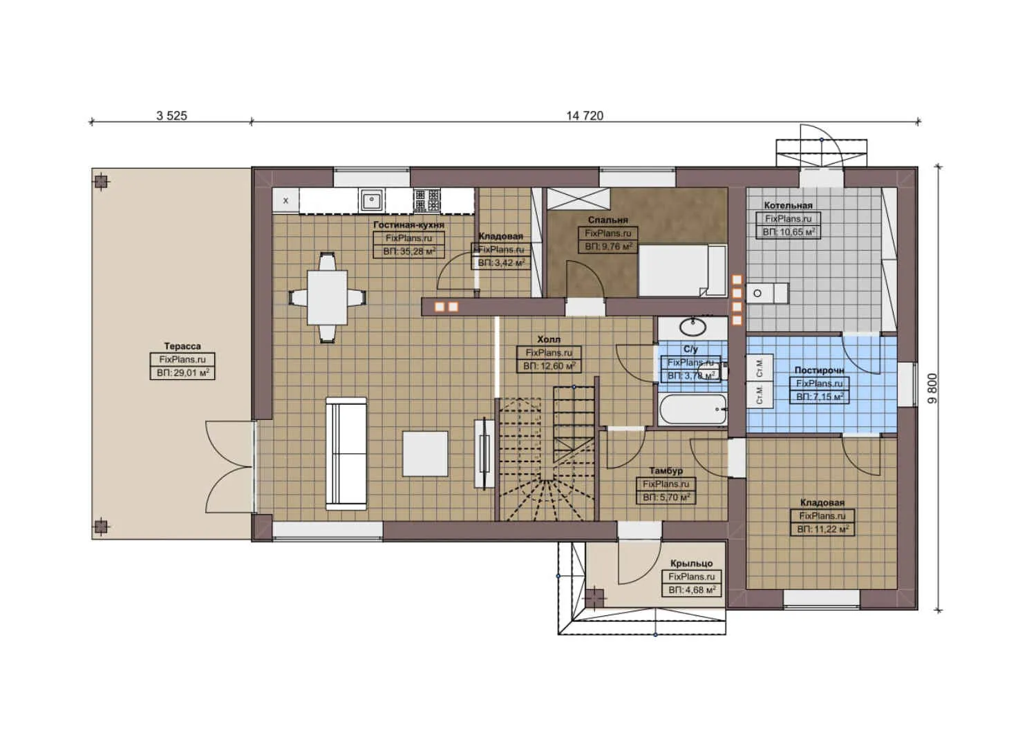 F-6209 - Планы двухэтажного дома 10 на 15, площадью 250 м² с террасой и 4 спальнями