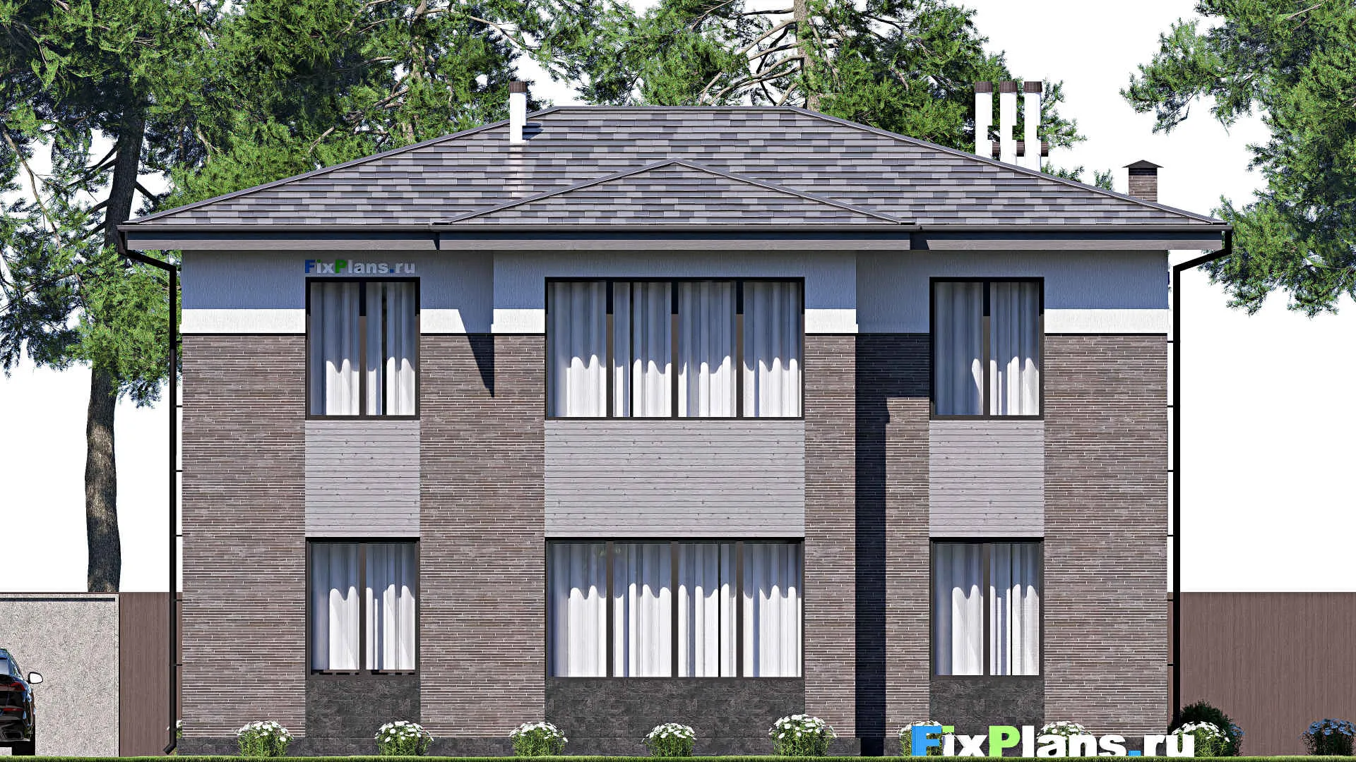 F-17657 - Планы двухэтажного дома 14 на 15, площадью 230 м² с 5 спальнями