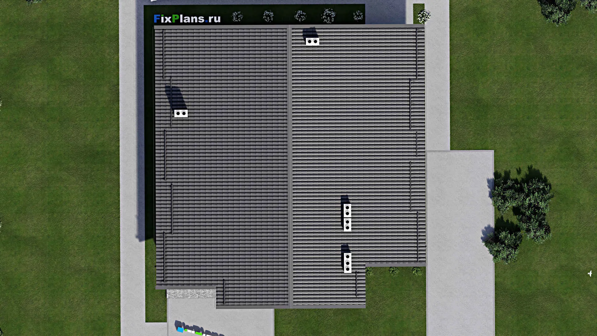F-4940 - План одноэтажного дома 15 на 16, площадью 190 м² с террасой, баней и 3 спальнями