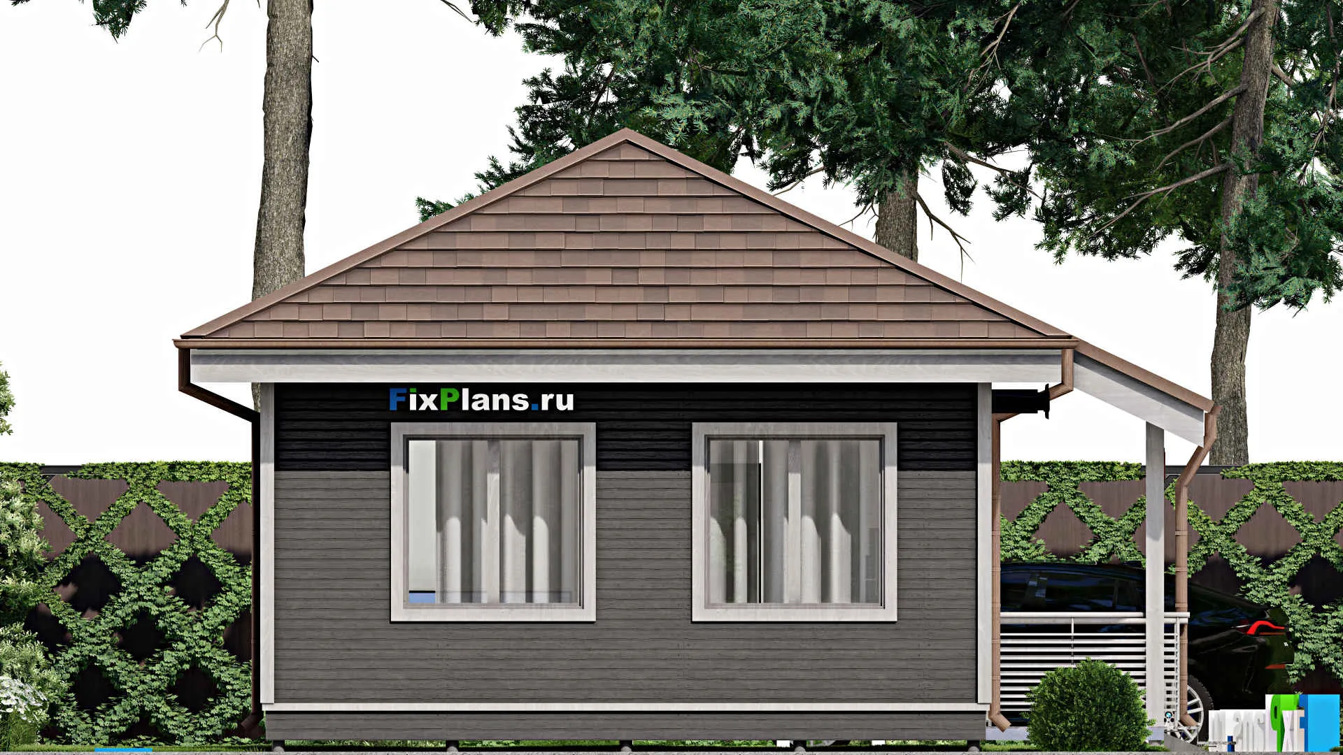 F-10430 - План одноэтажного дома 8 на 14, площадью 80 м² с 2 спальнями