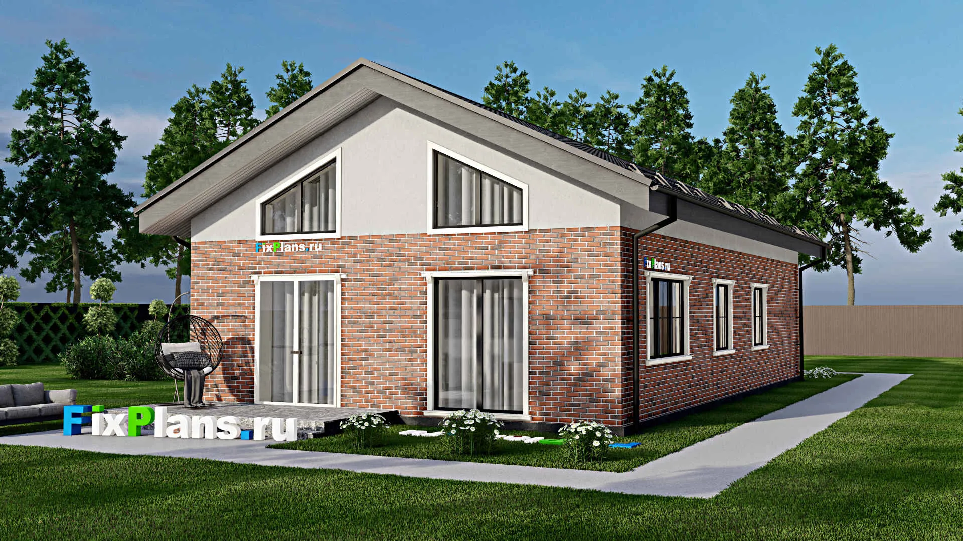 F-2816 - Проект одноэтажного дома 9 на 18, площадью 140 м² с террасой и 3 спальнями