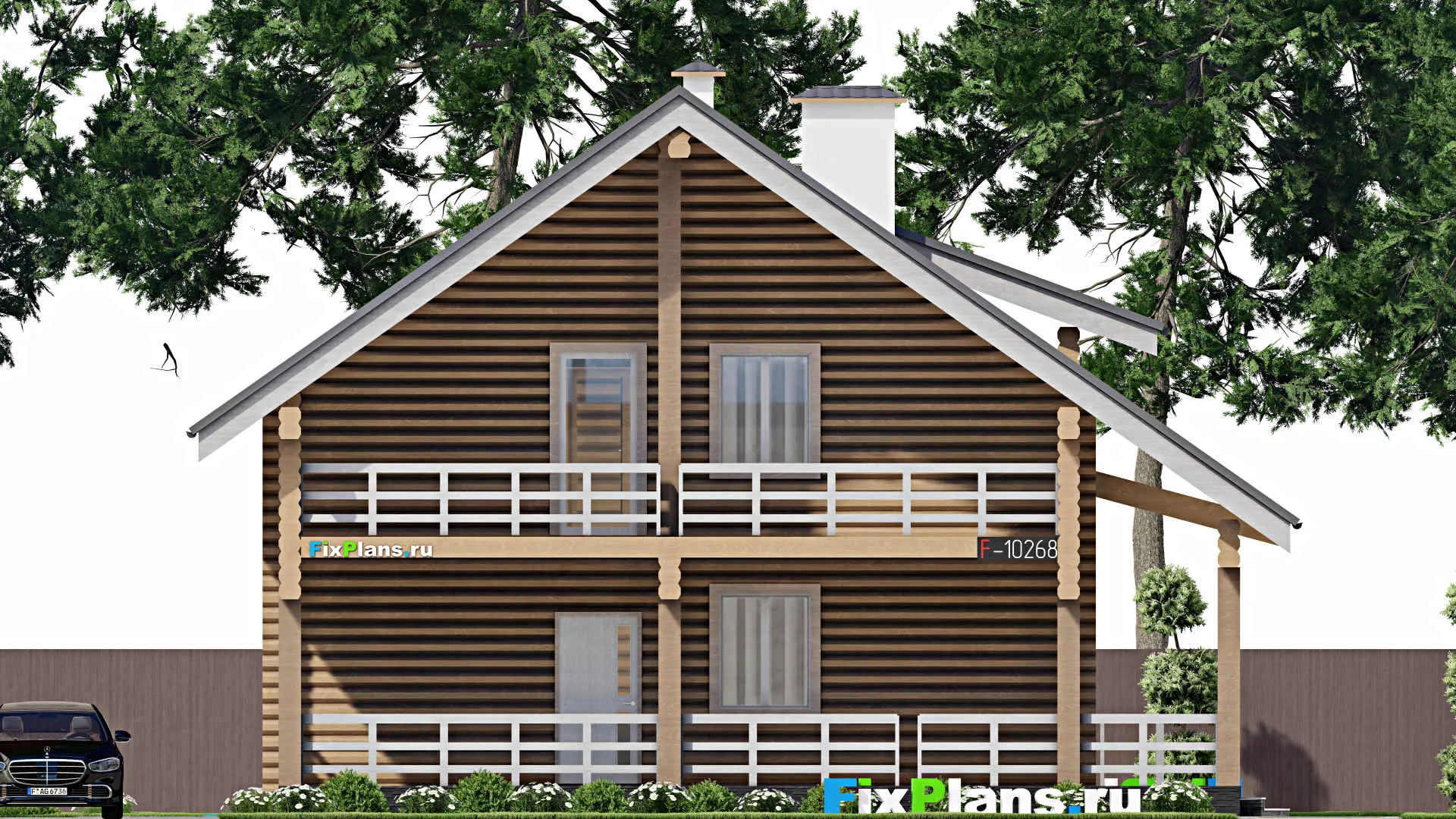 F-10268 - Проект дома с мансардой 13 на 15, площадью 270 м² с террасой и 3 спальнями