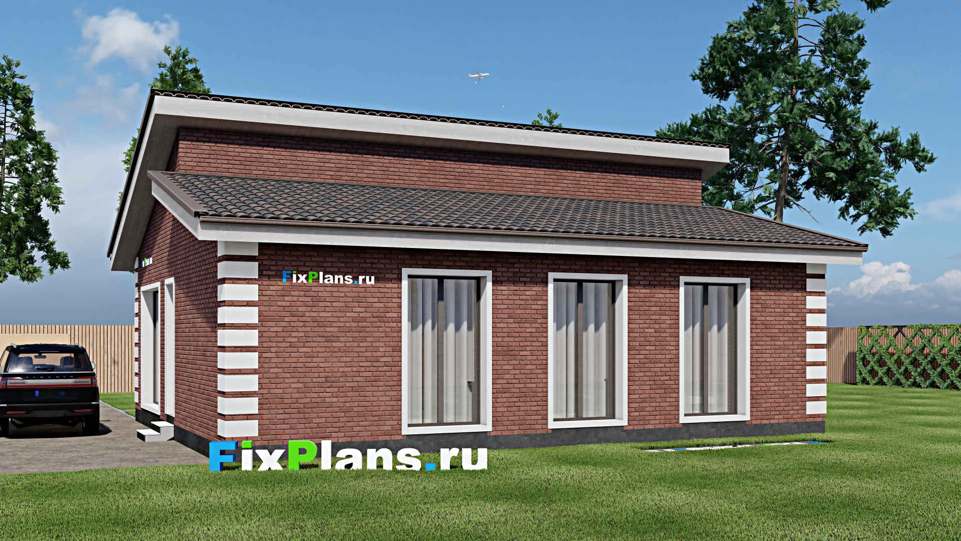 F-1115 - Проект одноэтажного дома 10 на 12, площадью 100 м² с 3 спальнями