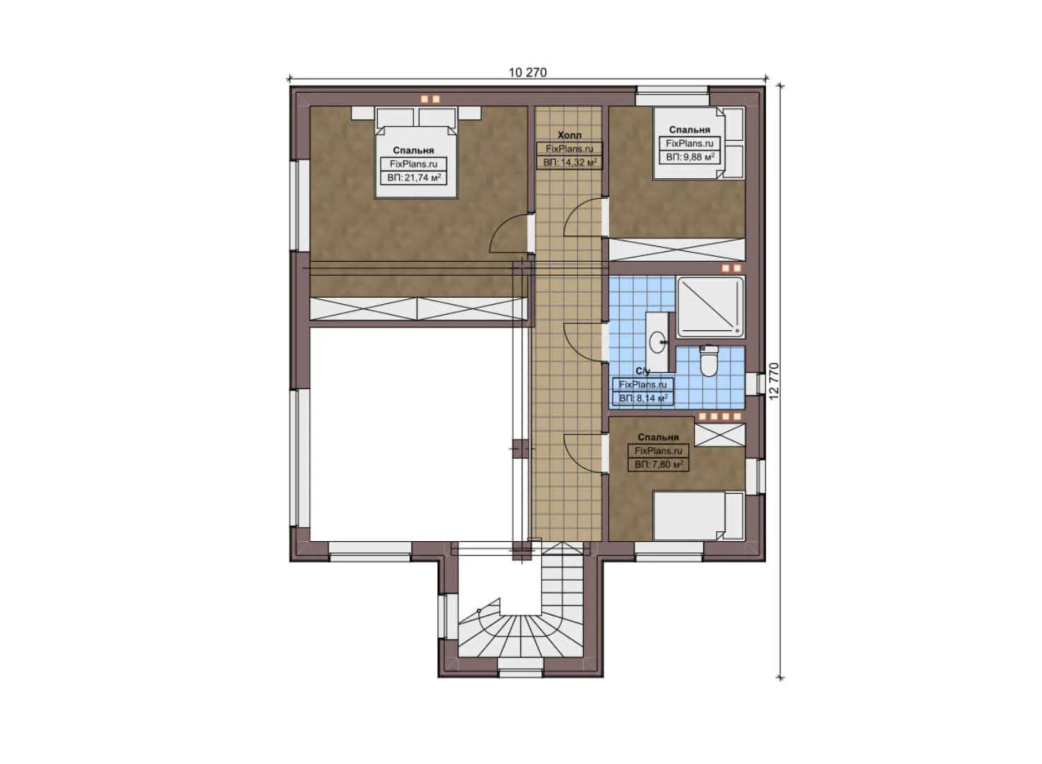 F-7235 - Планы дома с мансардой 11 на 13, площадью 160 м² с 4 спальнями