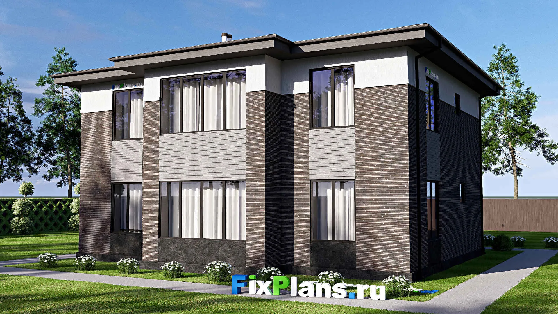 F-17657 - Планы двухэтажного дома 14 на 15, площадью 230 м² с 5 спальнями