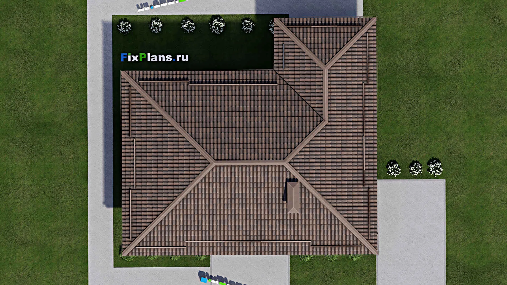 F-10799 - Проект одноэтажного дома 13 на 14, площадью 120 м² с террасой и 3 спальнями