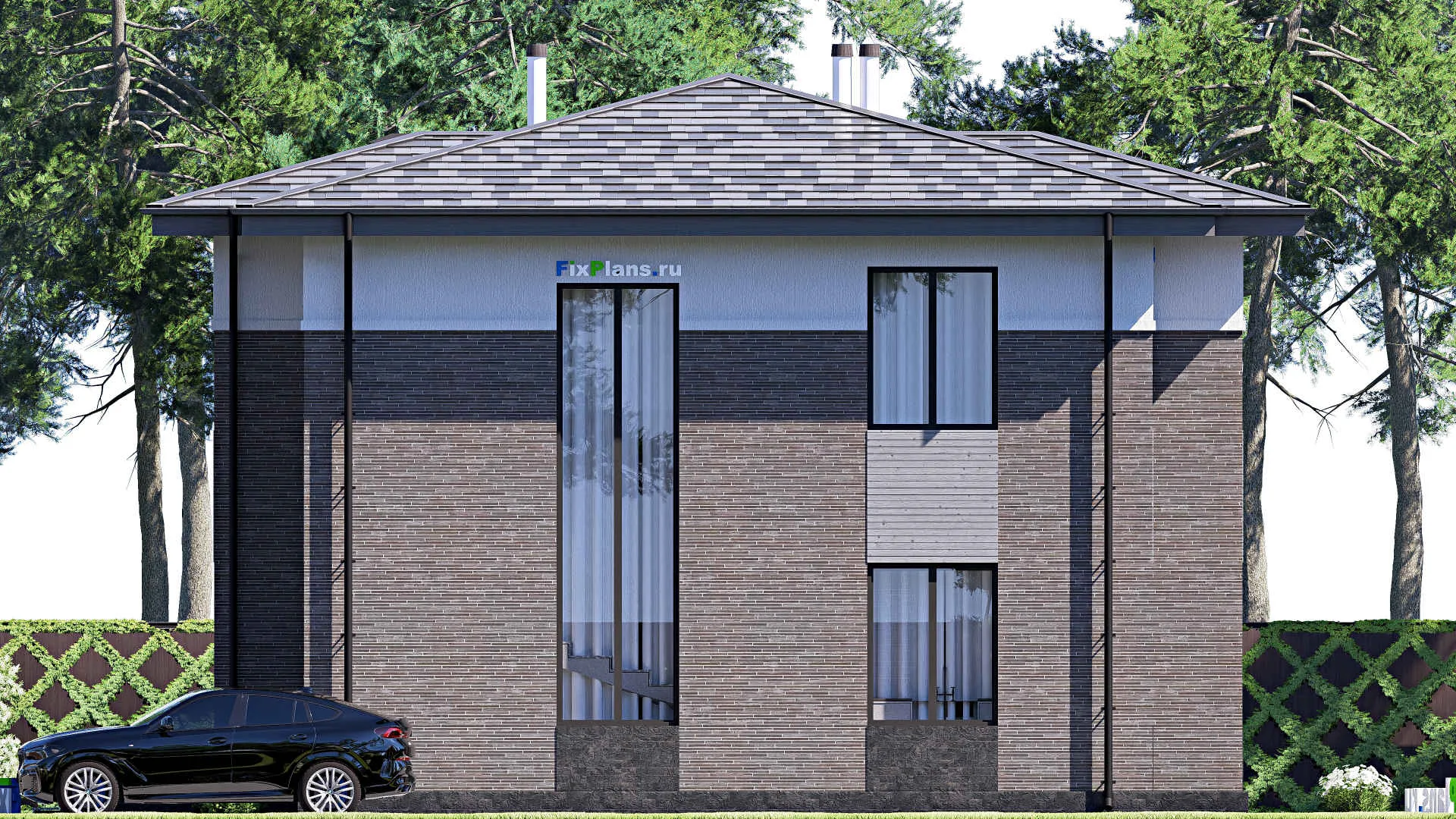 F-17657 - Планы двухэтажного дома 14 на 15, площадью 230 м² с 5 спальнями