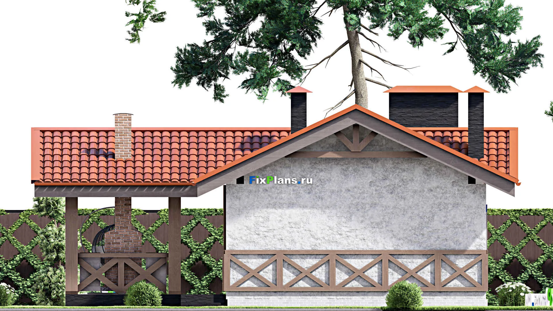 F-13607 - Проект бани 11 на 17, площадью 140 м² с терассой, санузлом и спальней