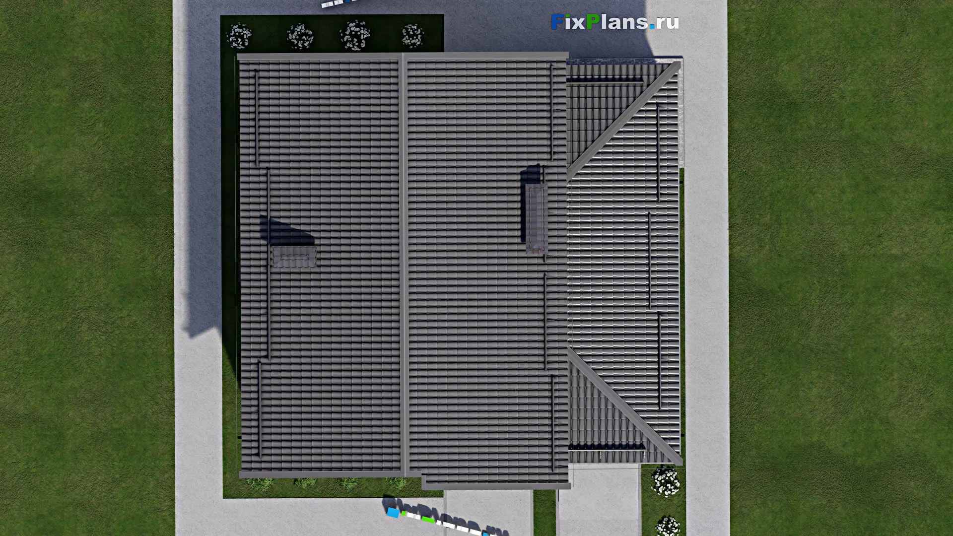 F-5372 - Планы дома с мансардой 13 на 13, площадью 200 м² с террасой, балконом, гаражом на 1 машину и 5 спальнями