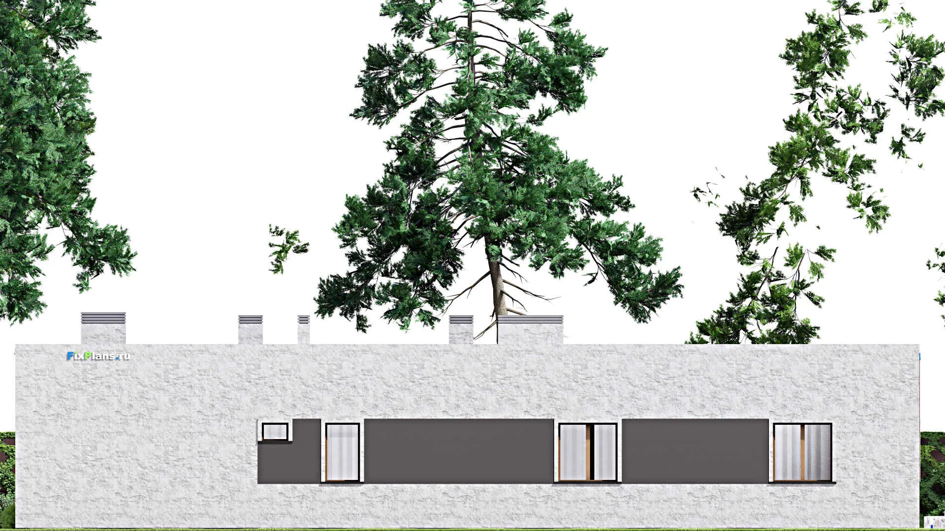 F-13085 - Проект одноэтажного дома 15 на 23, площадью 260 м² с террасой и 4 спальнями