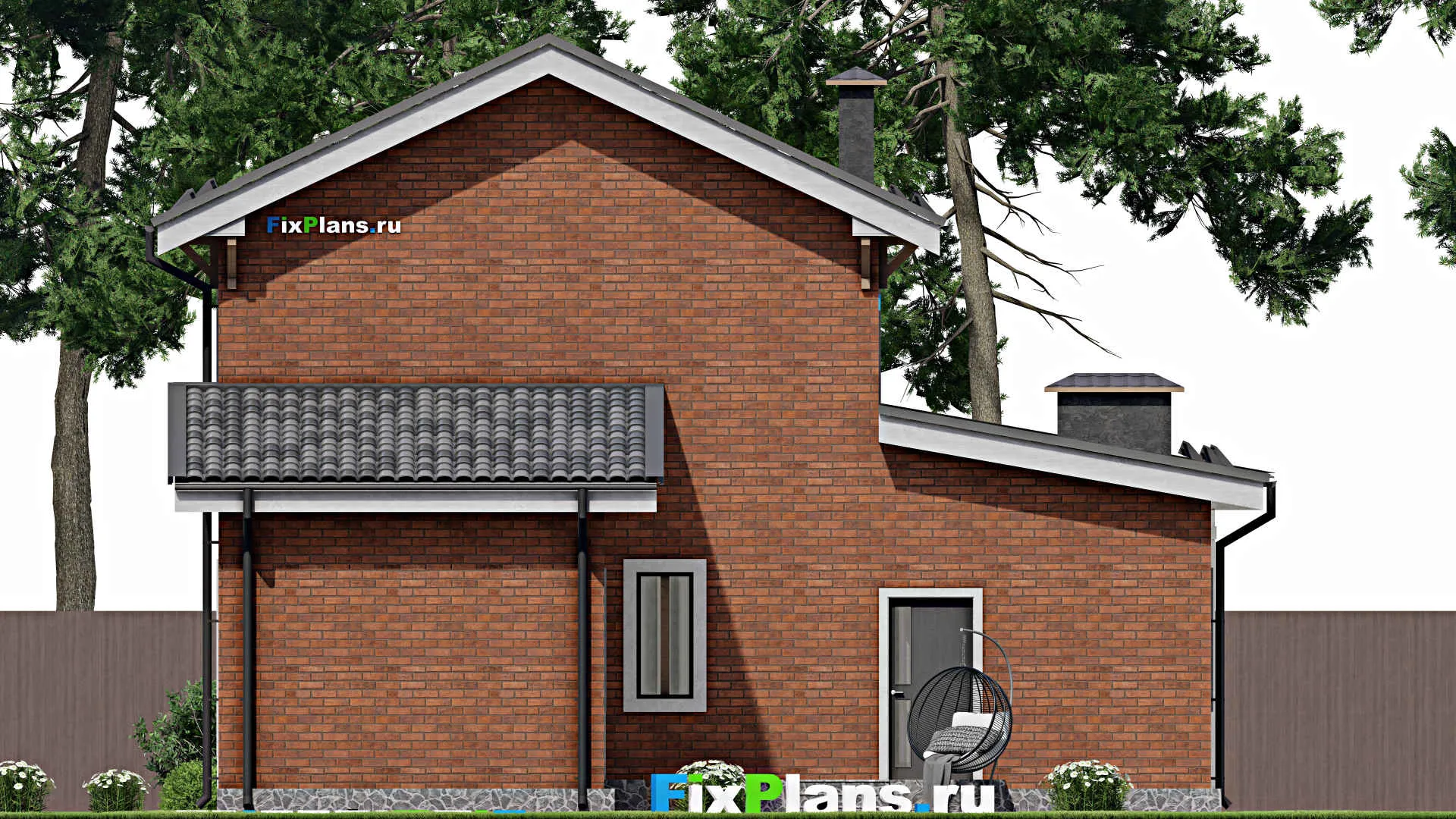 F-7280 - Планы двухэтажного дома 12 на 16, площадью 190 м² с баней и 4 спальнями