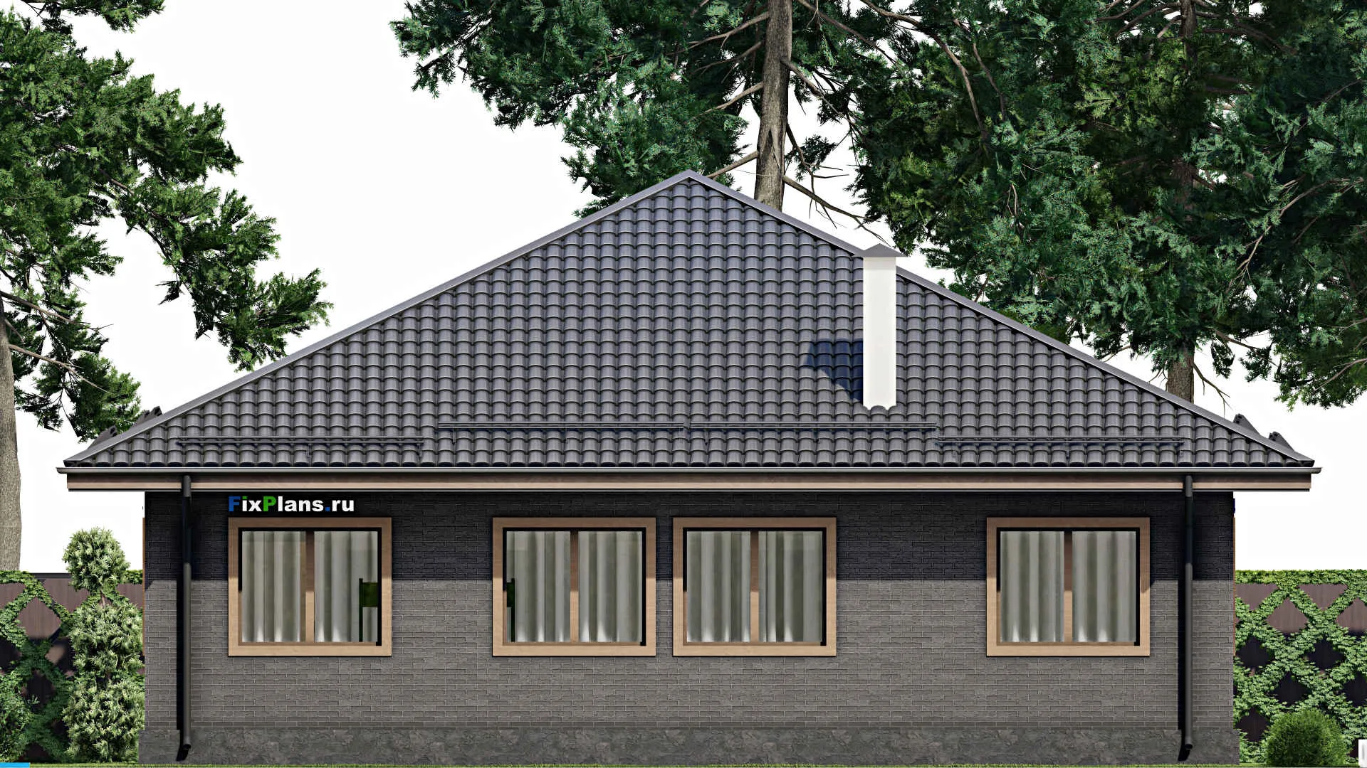 F-4868 - Проект одноэтажного дома 14 на 17, площадью 180 м² с террасой и 4 спальнями