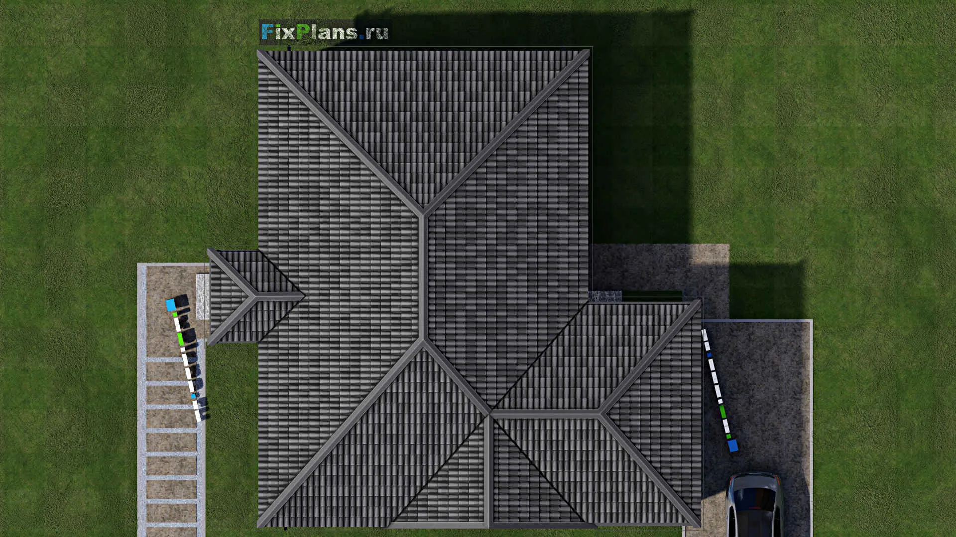 F-1727 - План одноэтажного дома 10 на 15, площадью 140 м² с террасой и 3 спальнями