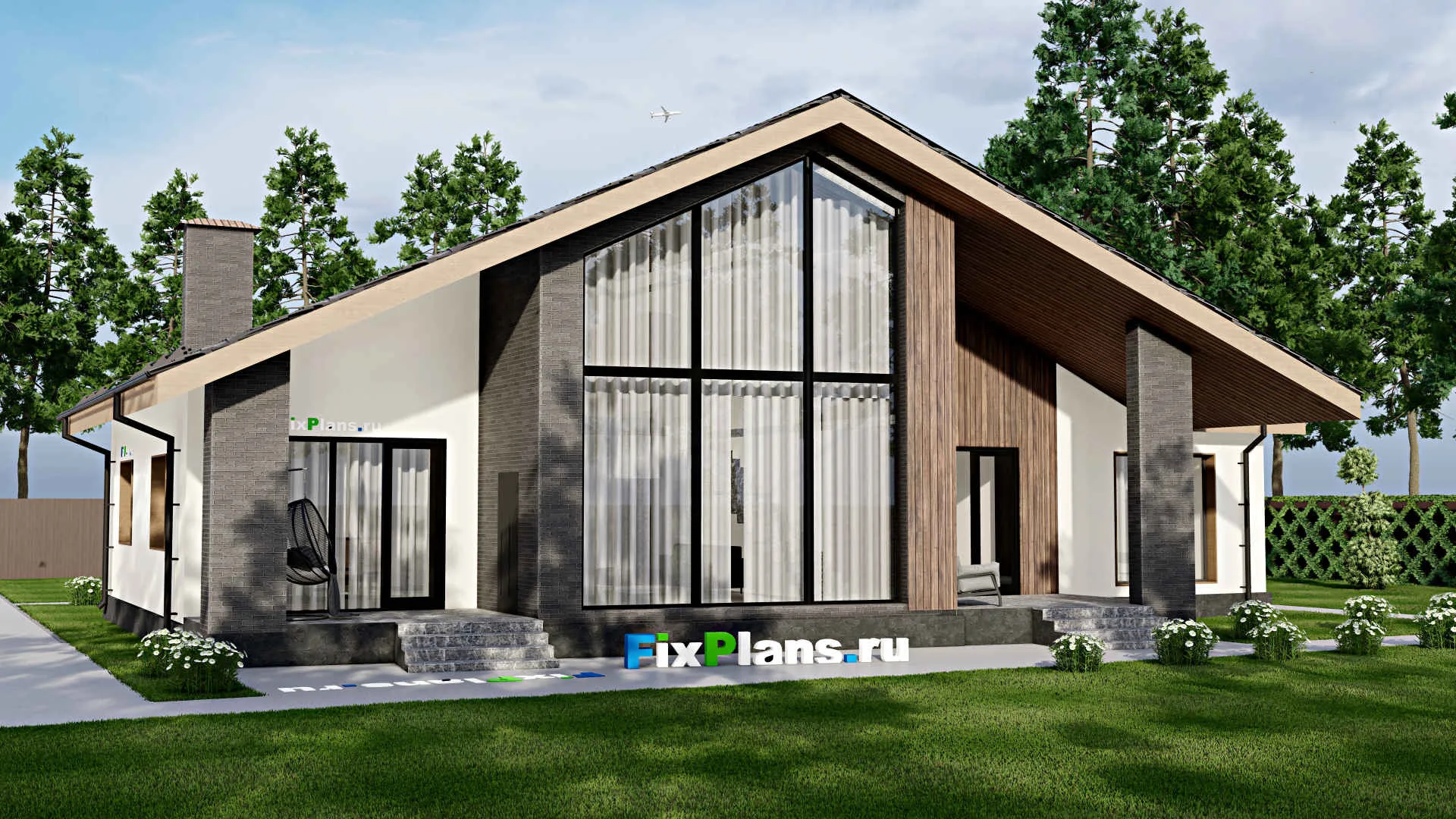 F-4814 - Планы дома с мансардой 13 на 21, площадью 210 м² с террасой и 4 спальнями