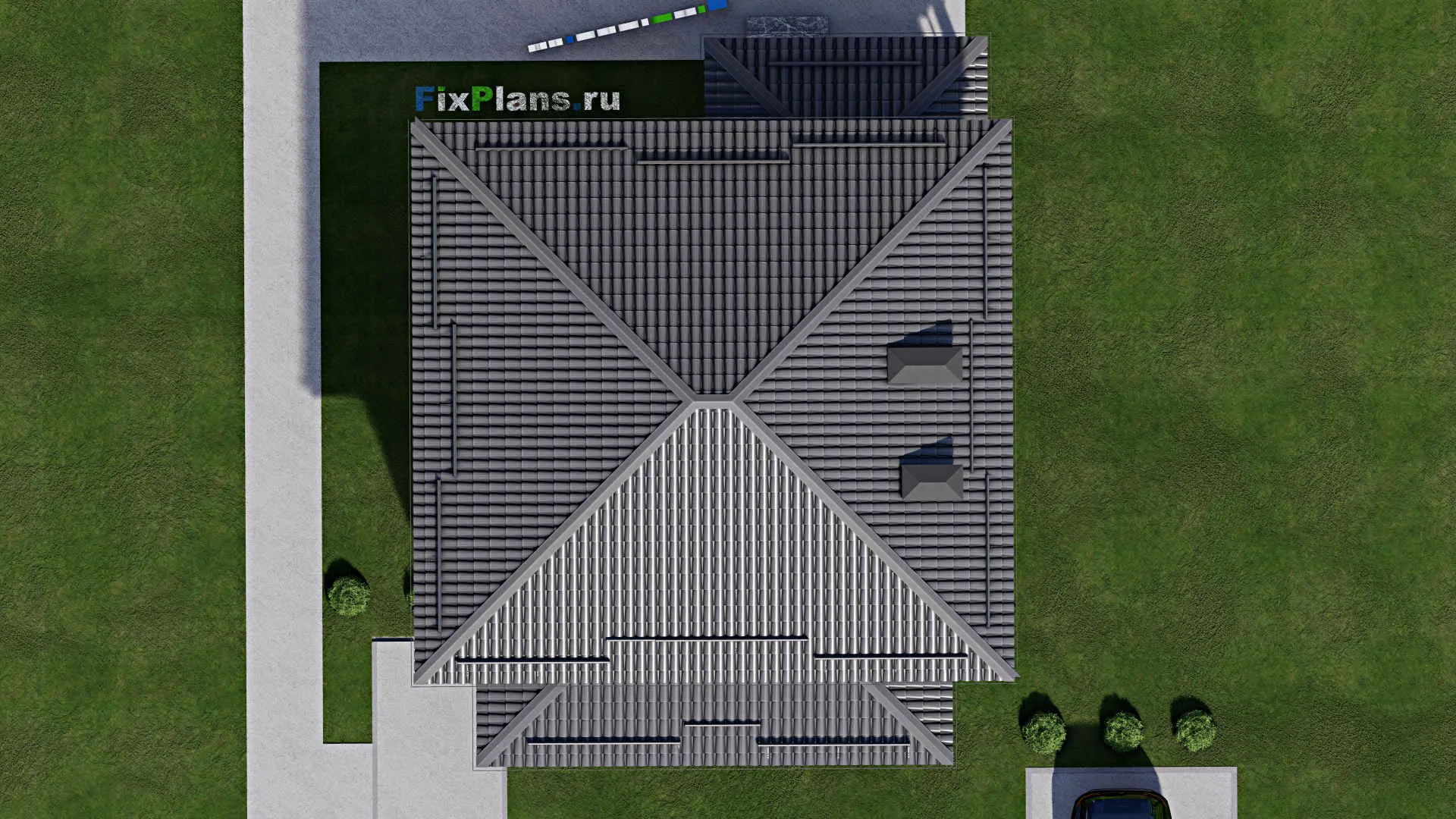 F-9719 - Проект двухэтажного дома 11 на 14, площадью 170 м² с террасой и 5 спальнями