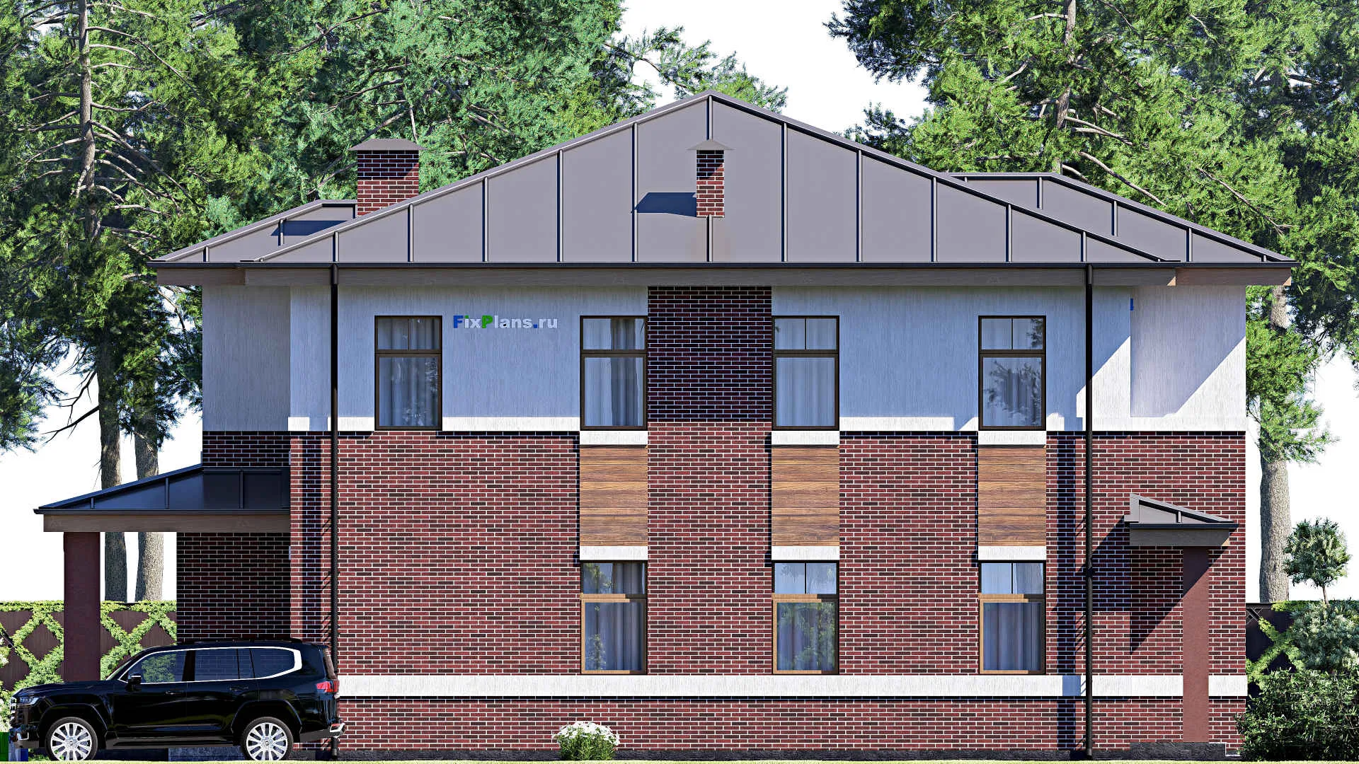 F-17423 - Проект двухэтажного дома 13 на 18, площадью 280 м² с 2 спальнями