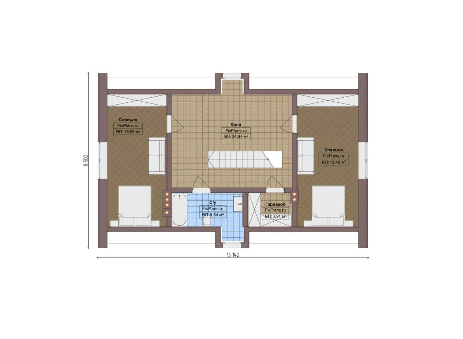 F-19277 - Планы дома с мансардой 9 на 18, площадью 200 м² с террасой и 4 спальнями