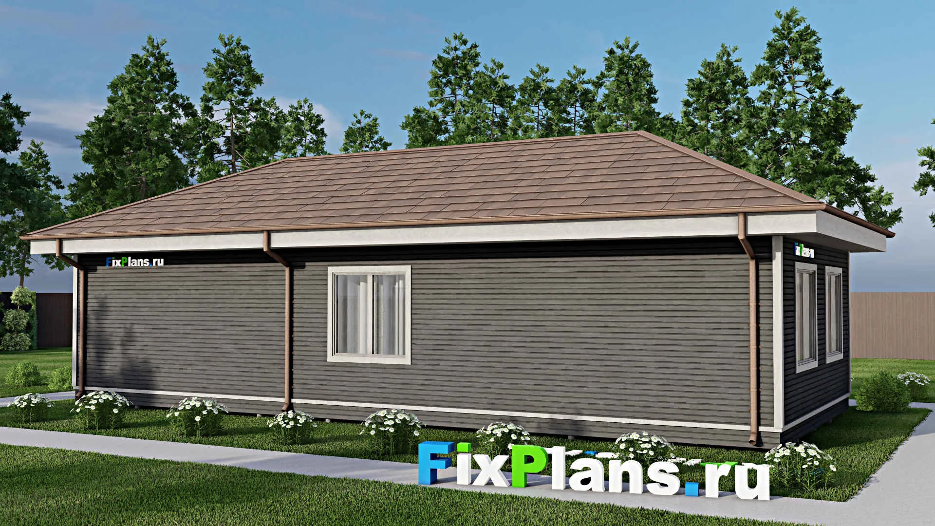 F-10430 - План одноэтажного дома 8 на 14, площадью 80 м² с 2 спальнями