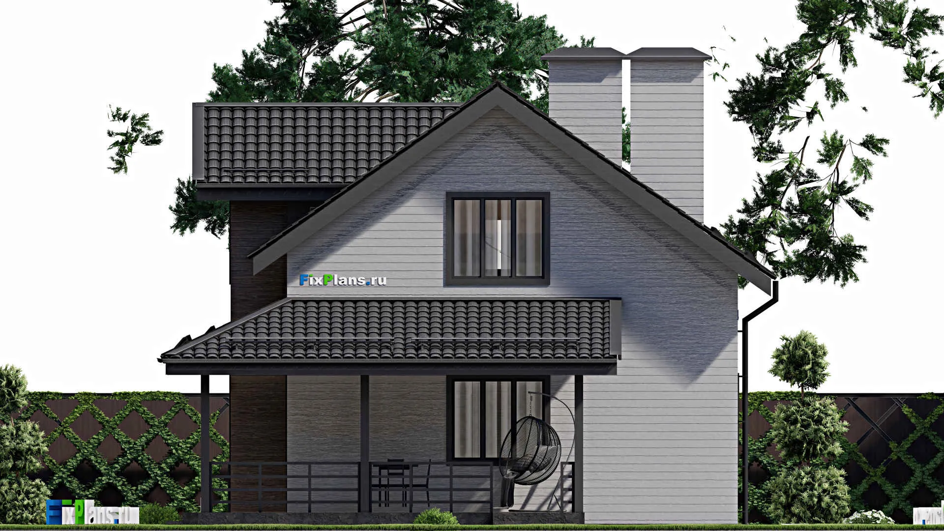 F-3815 - Планы дома с мансардой 9 на 11, площадью 170 м² с террасой и 4 спальнями