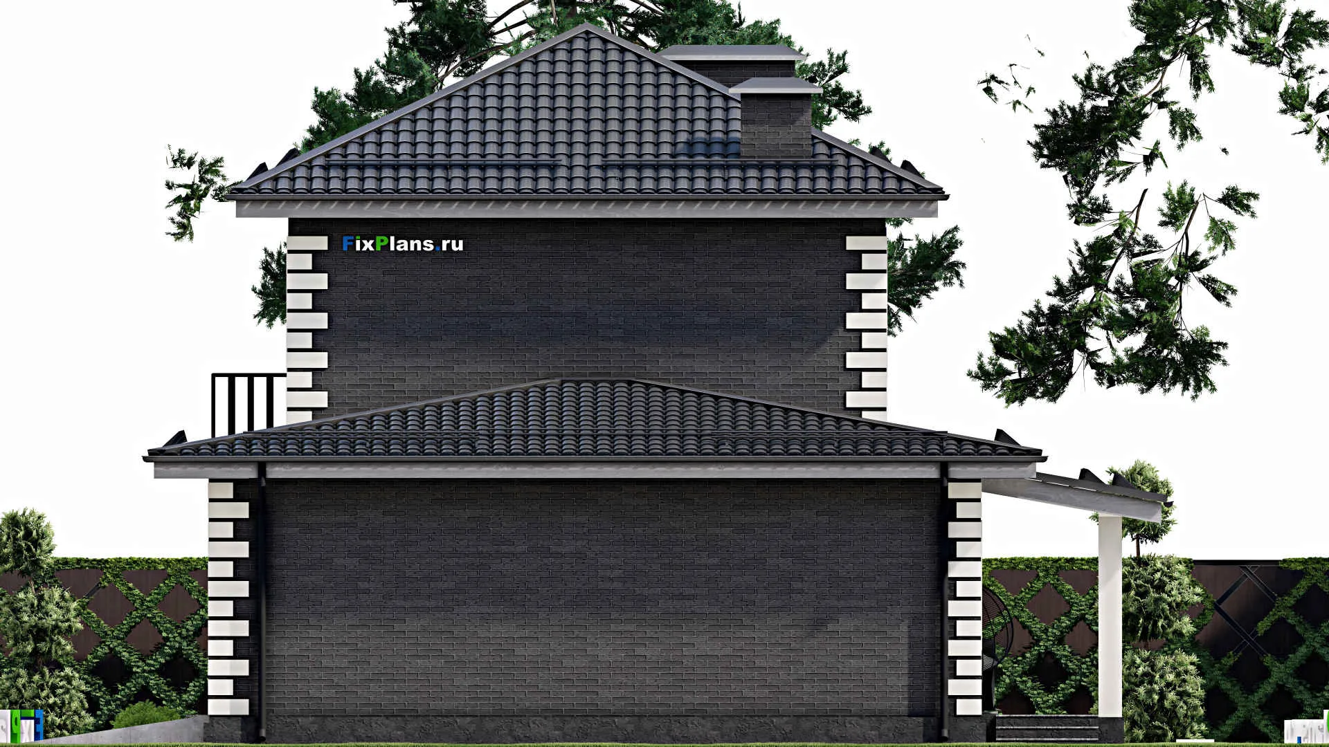 F-4508 - Планы двухэтажного дома 10 на 16, площадью 210 м² с террасой, балконом, гаражом на 2 машины и 3 спальнями