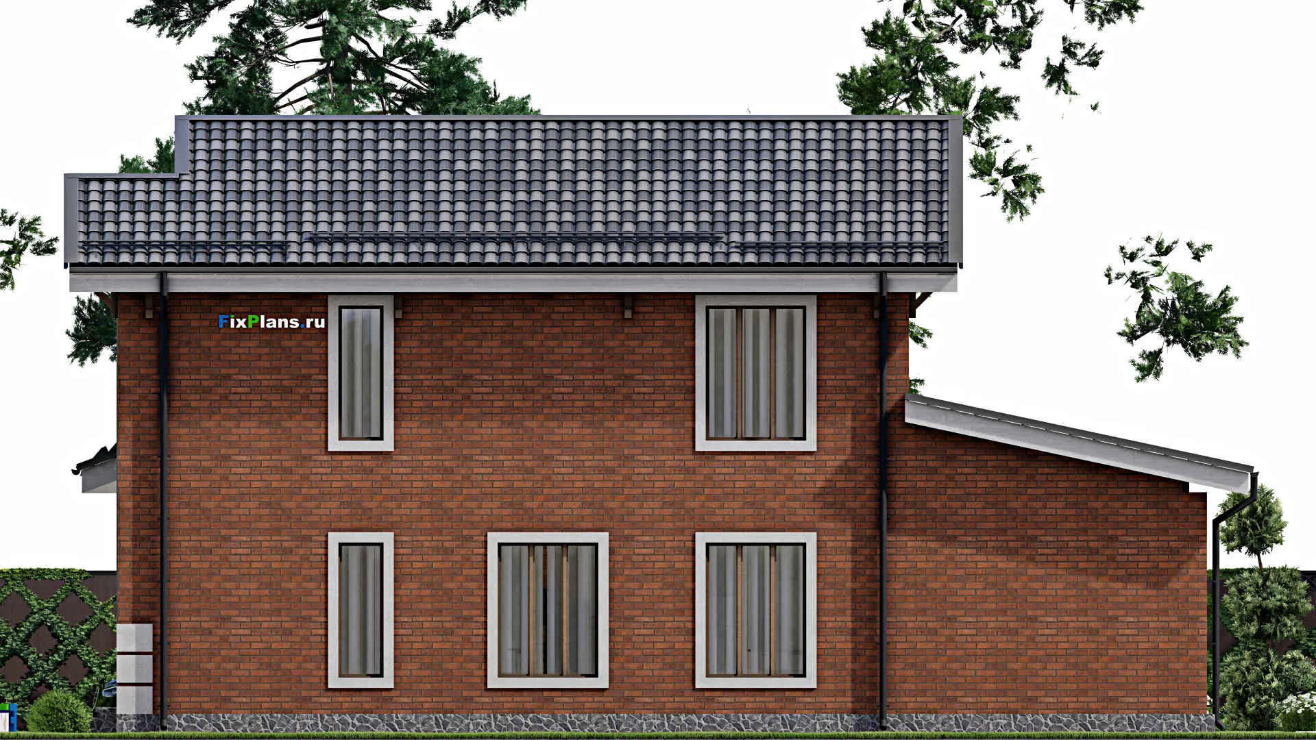 F-7280 - Планы двухэтажного дома 12 на 16, площадью 190 м² с баней и 4 спальнями