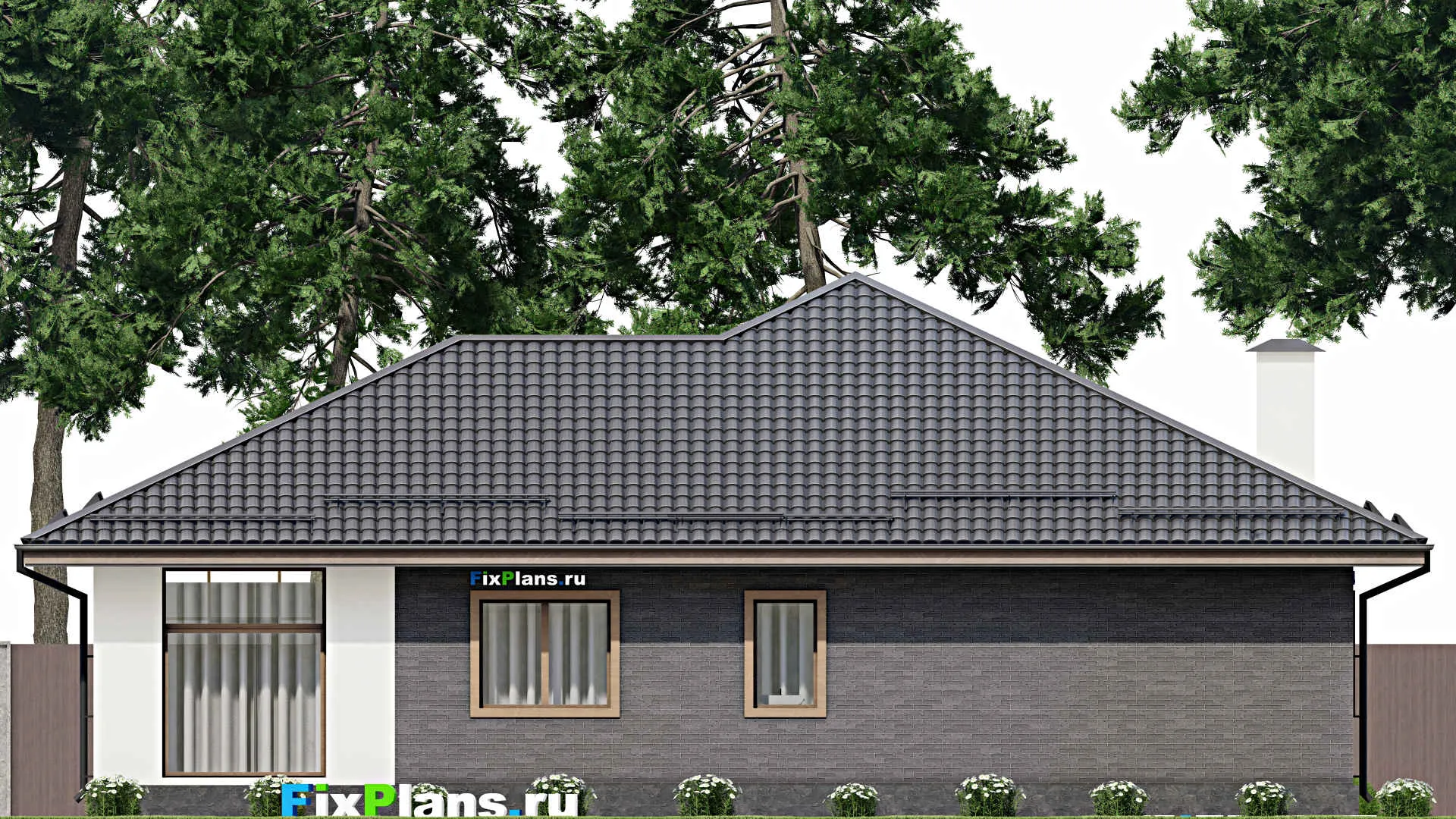 F-4868 - Проект одноэтажного дома 14 на 17, площадью 180 м² с террасой и 4 спальнями