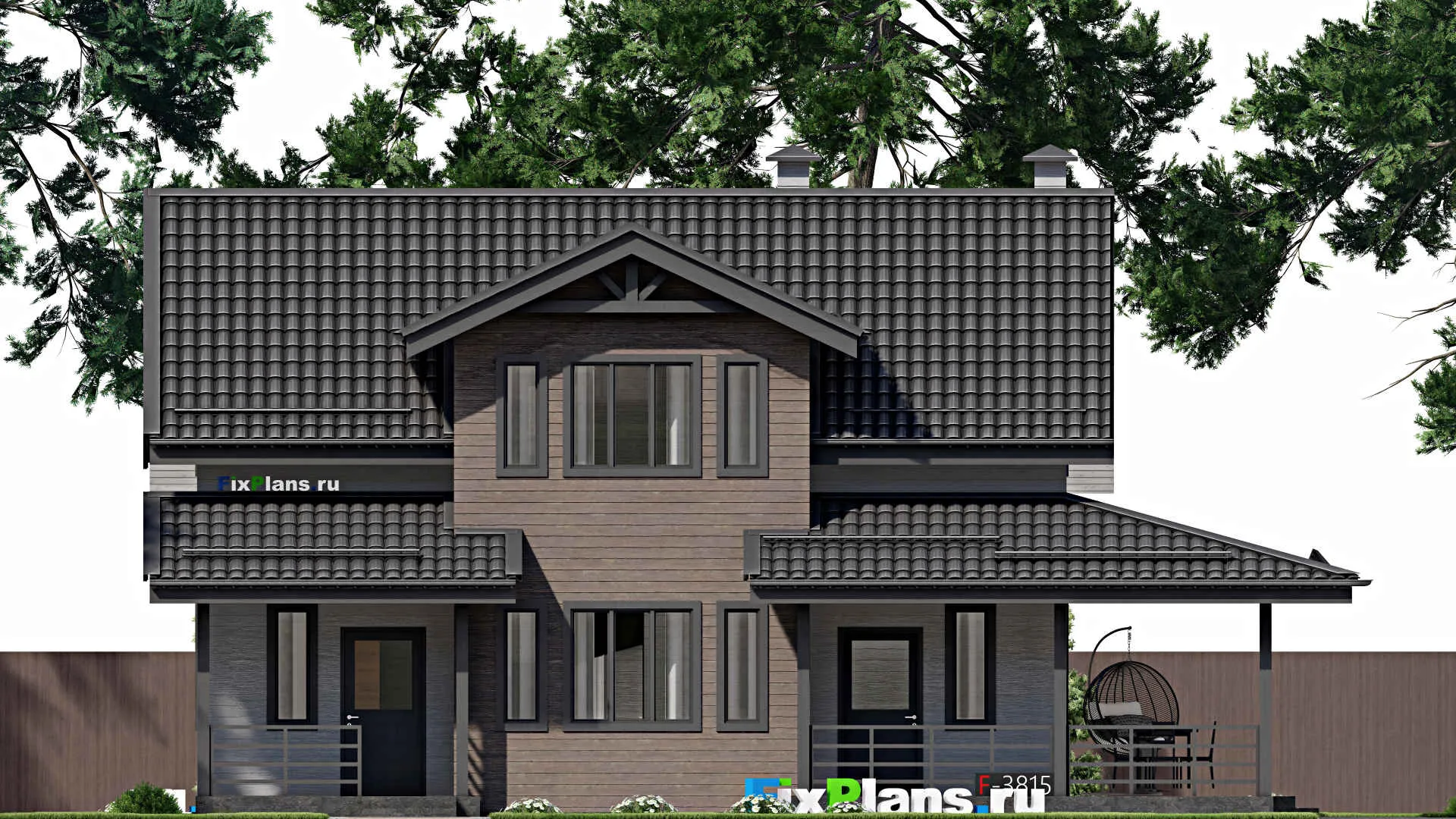 F-3815 - Планы дома с мансардой 9 на 11, площадью 170 м² с террасой и 4 спальнями