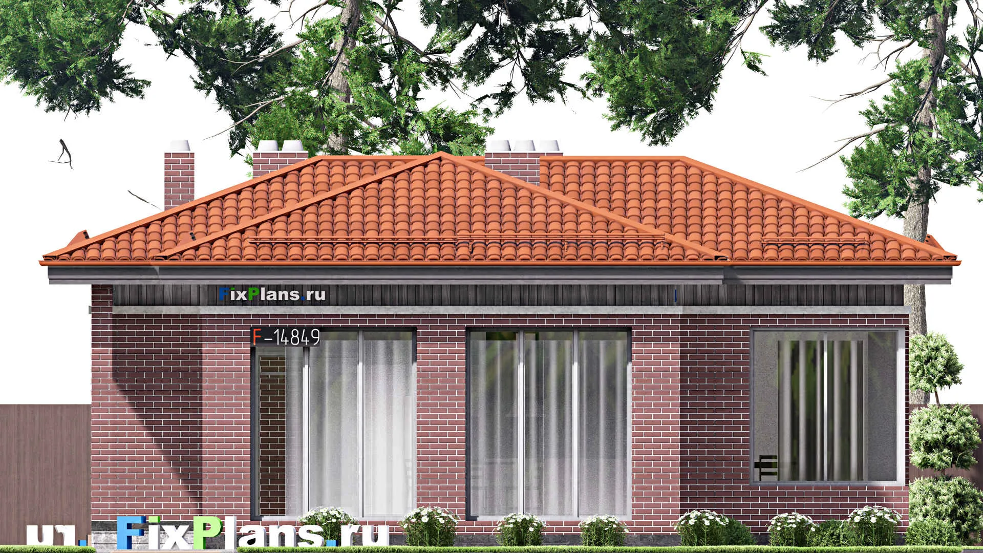 F-14849 - Проект бани 12 на 14, площадью 100 м² с терассой и 2 санузлами