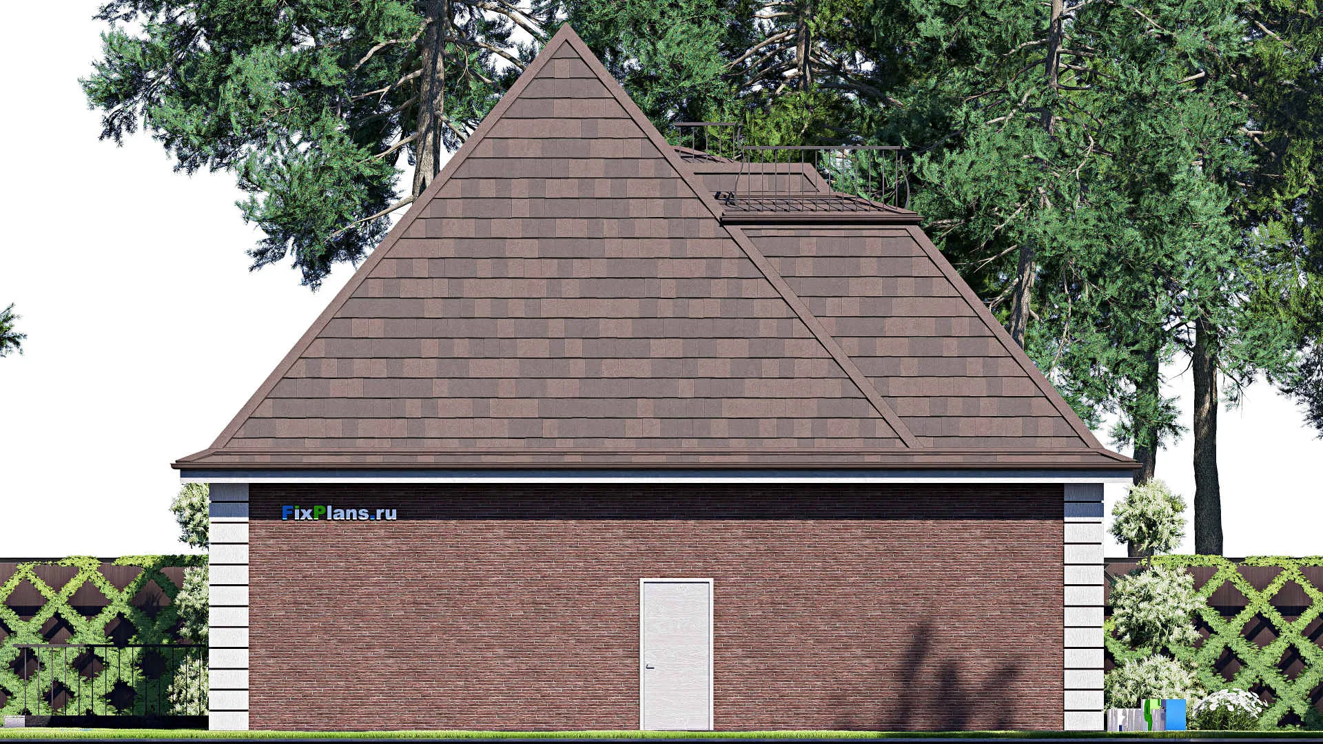 F-20339 - План одноэтажного дома 15 на 18, площадью 280 м² с цокольным этажом, баней, гаражом на 2 машины и 3 спальнями