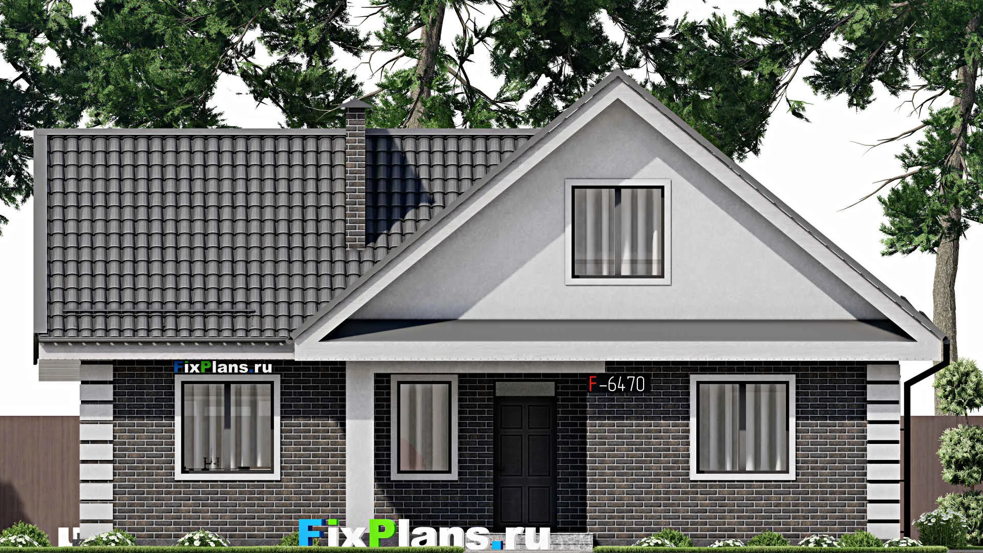 F-6470 - Проект одноэтажного дома 11 на 13, площадью 110 м² с террасой и 3 спальнями