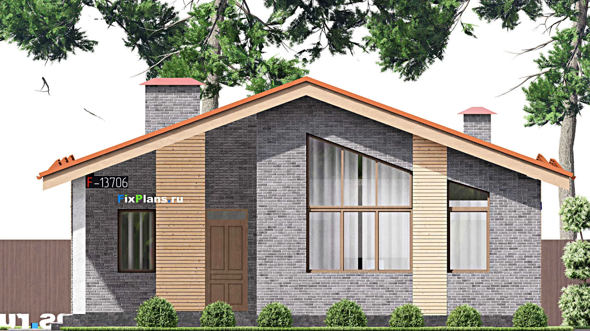 F-13706 - Проект одноэтажного дома 11 на 22, площадью 200 м² с террасой и 3 спальнями