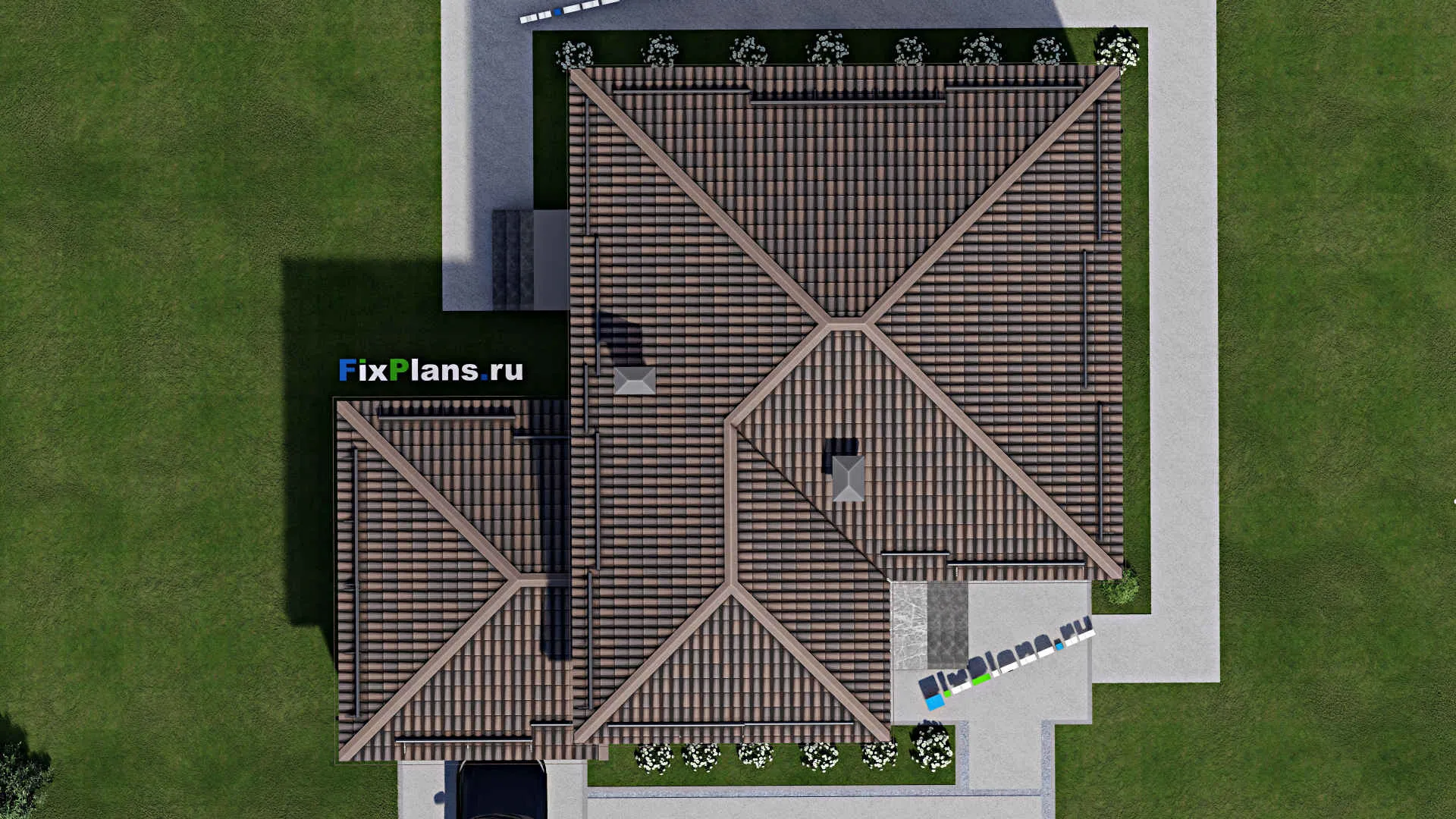 F-7568 - Планы двухэтажного дома 14 на 16, площадью 230 м² с балконом, гаражом на 1 машину и 3 спальнями