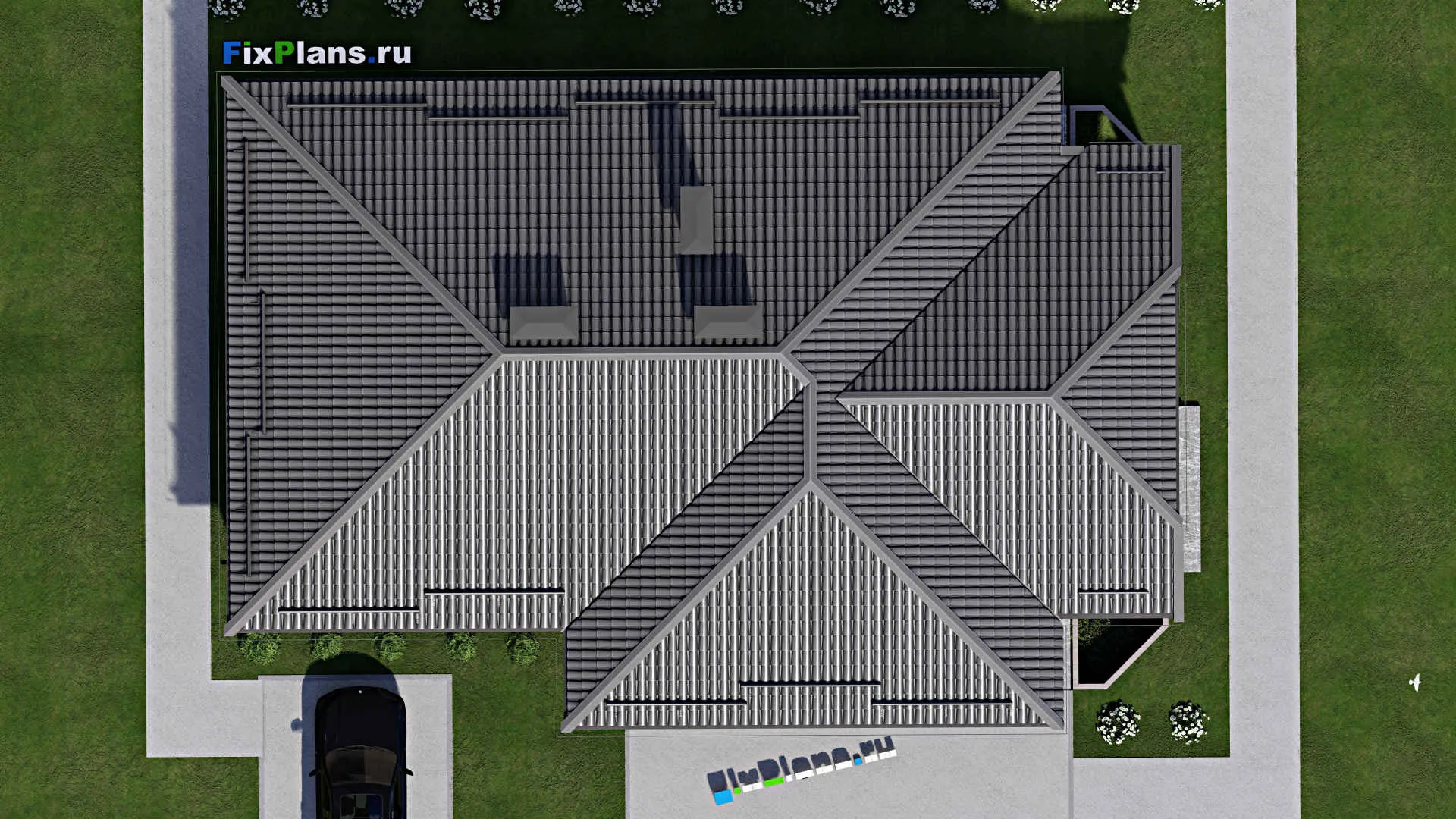 F-5030 - Проект одноэтажного дома 13 на 17, площадью 190 м² с террасой и 3 спальнями