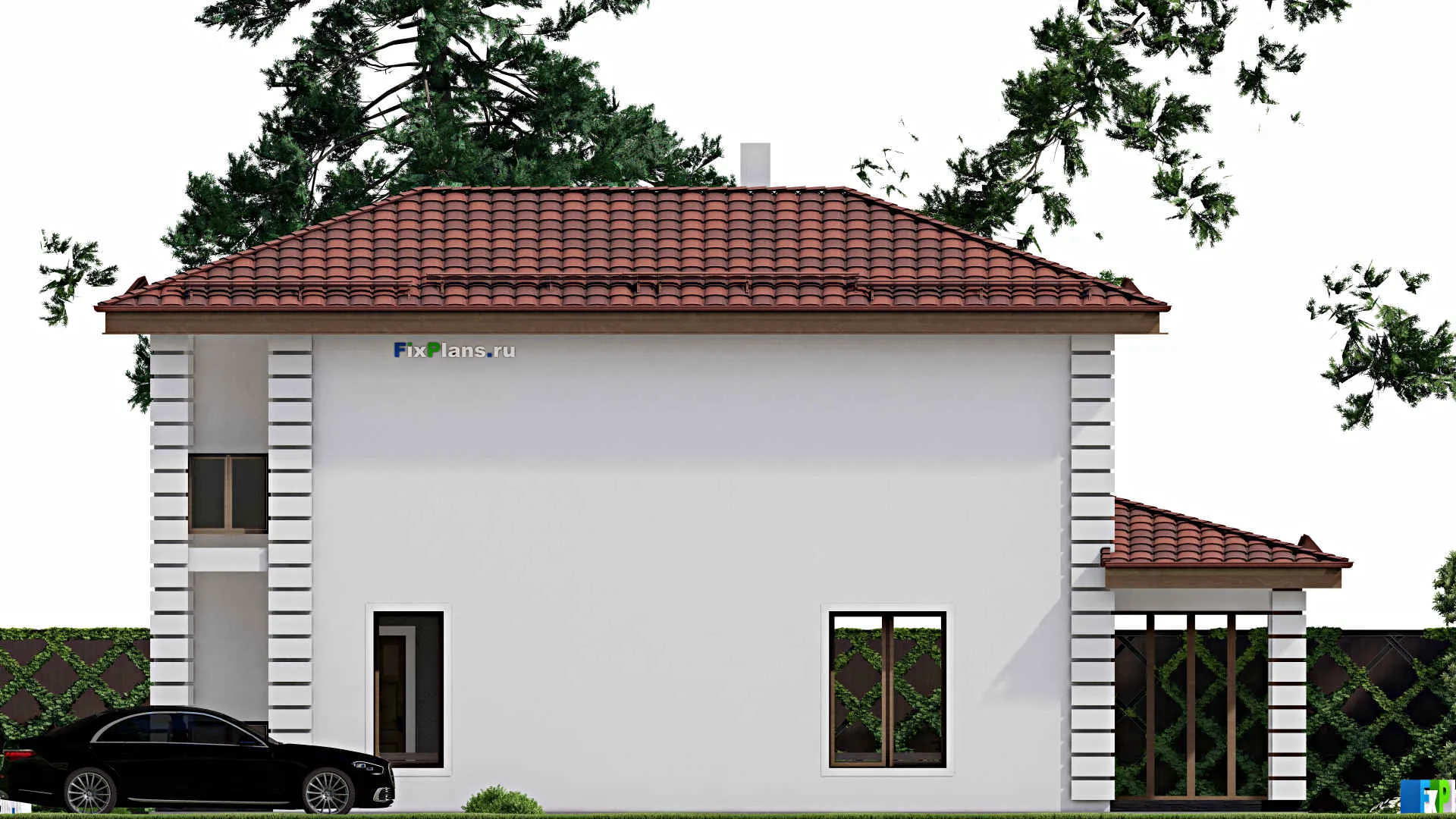 F-4382 - Проект двухэтажного дома 7 на 15, площадью 130 м² с террасой, балконом и 3 спальнями