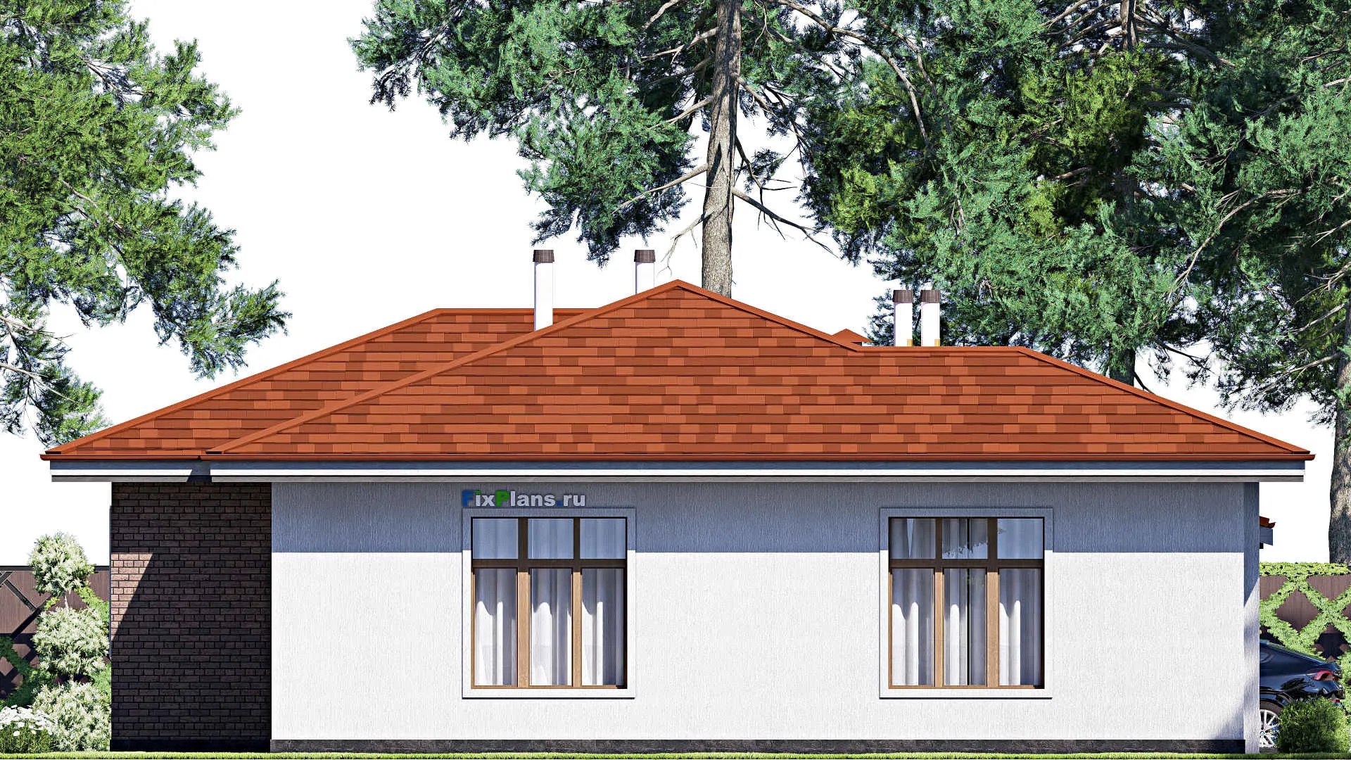 F-17630 - План одноэтажного дома 14 на 15, площадью 140 м² с 2 спальнями