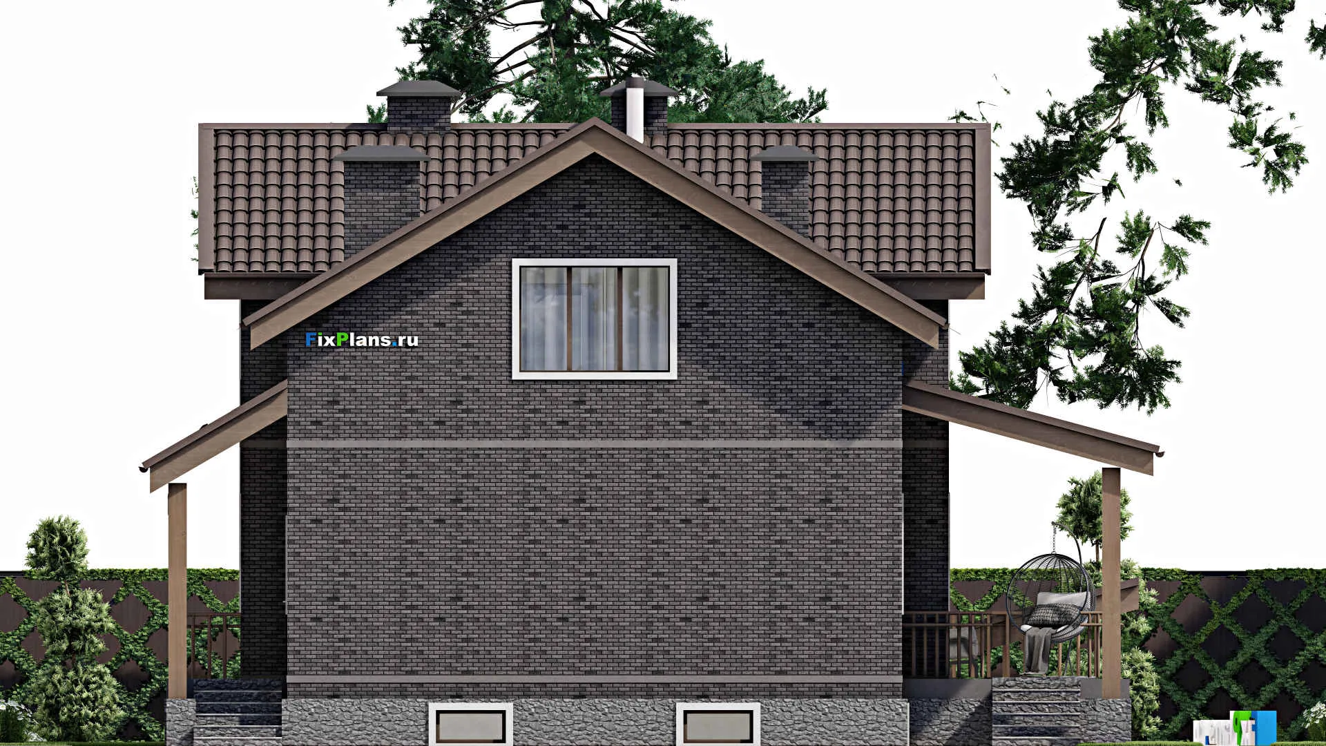 F-10322 - Проект дома с мансардой 13 на 14, площадью 270 м² с цокольным этажом и 4 спальнями