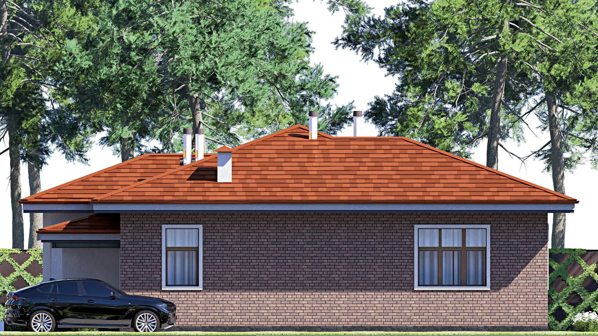 F-17630 - План одноэтажного дома 14 на 15, площадью 140 м² с 2 спальнями