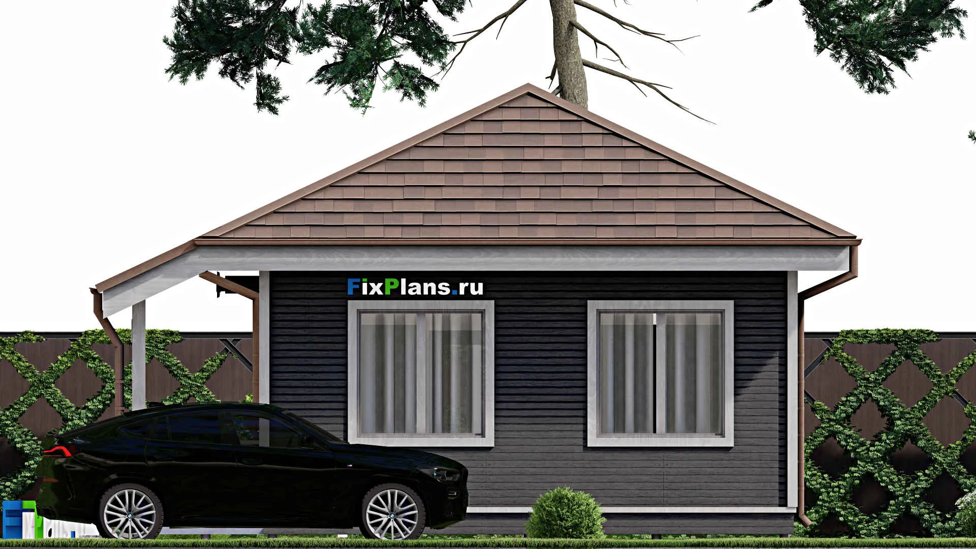 F-10430 - План одноэтажного дома 8 на 14, площадью 80 м² с 2 спальнями