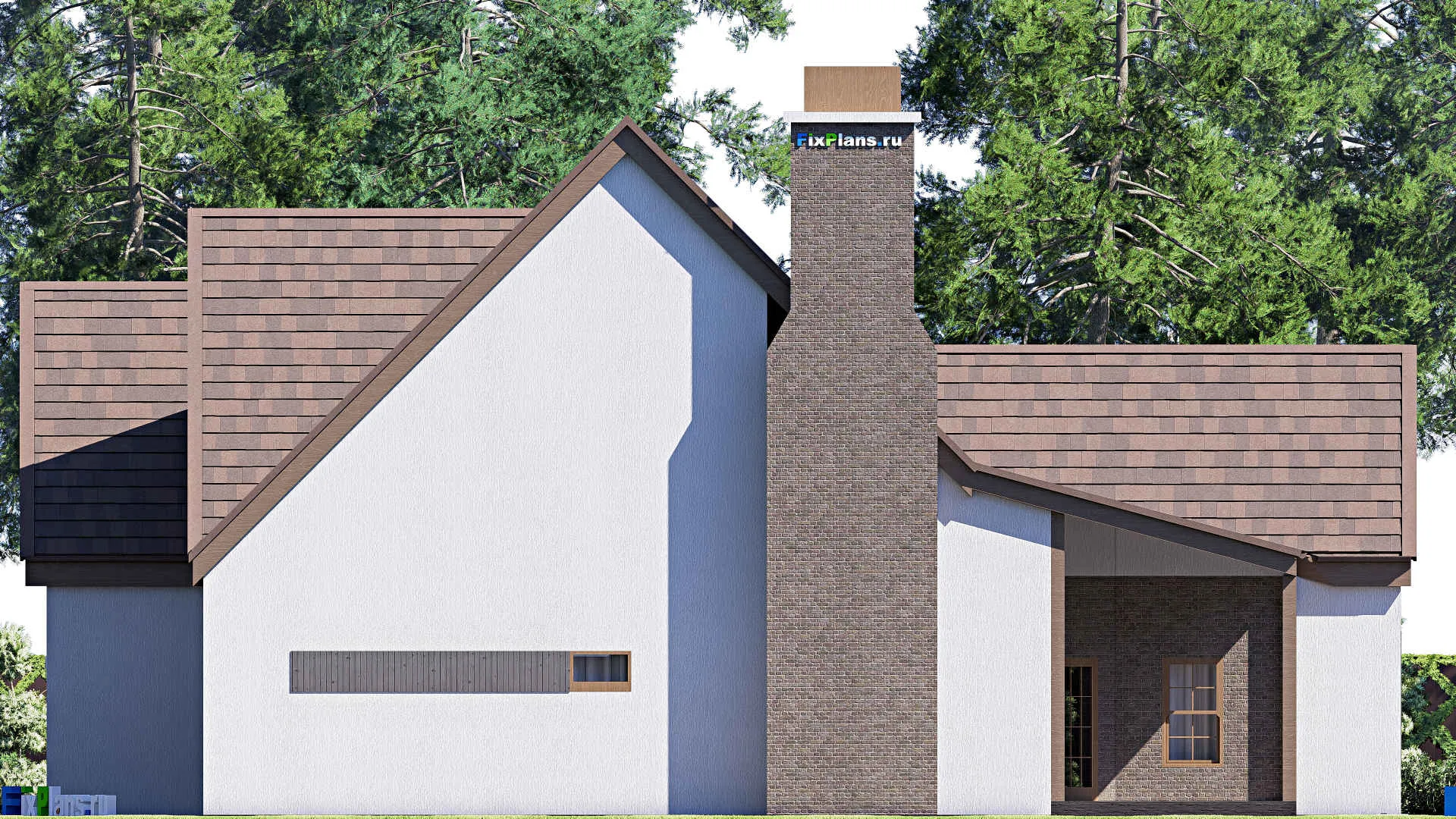 F-20195 - Проект одноэтажного дома 17 на 20, площадью 300 м² с террасой, гаражом на 2 машины и 4 спальнями