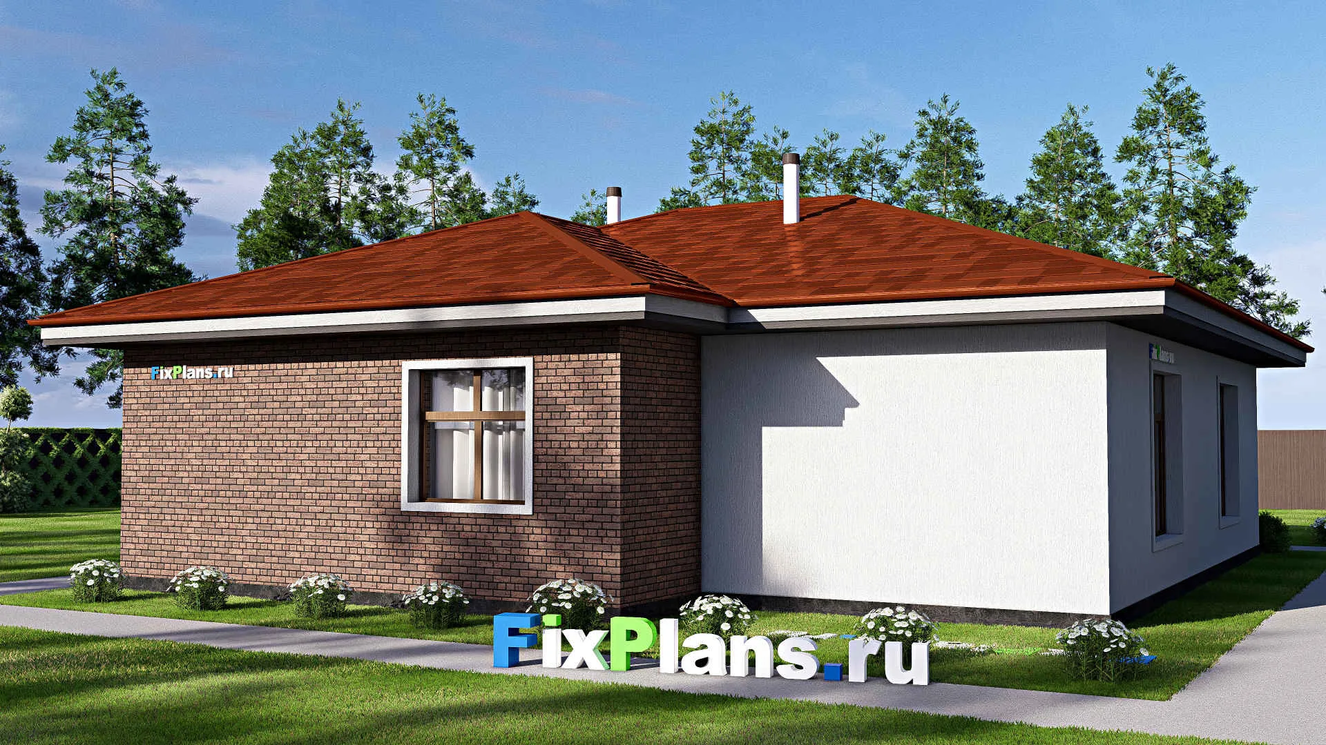 F-17630 - План одноэтажного дома 14 на 15, площадью 140 м² с 2 спальнями