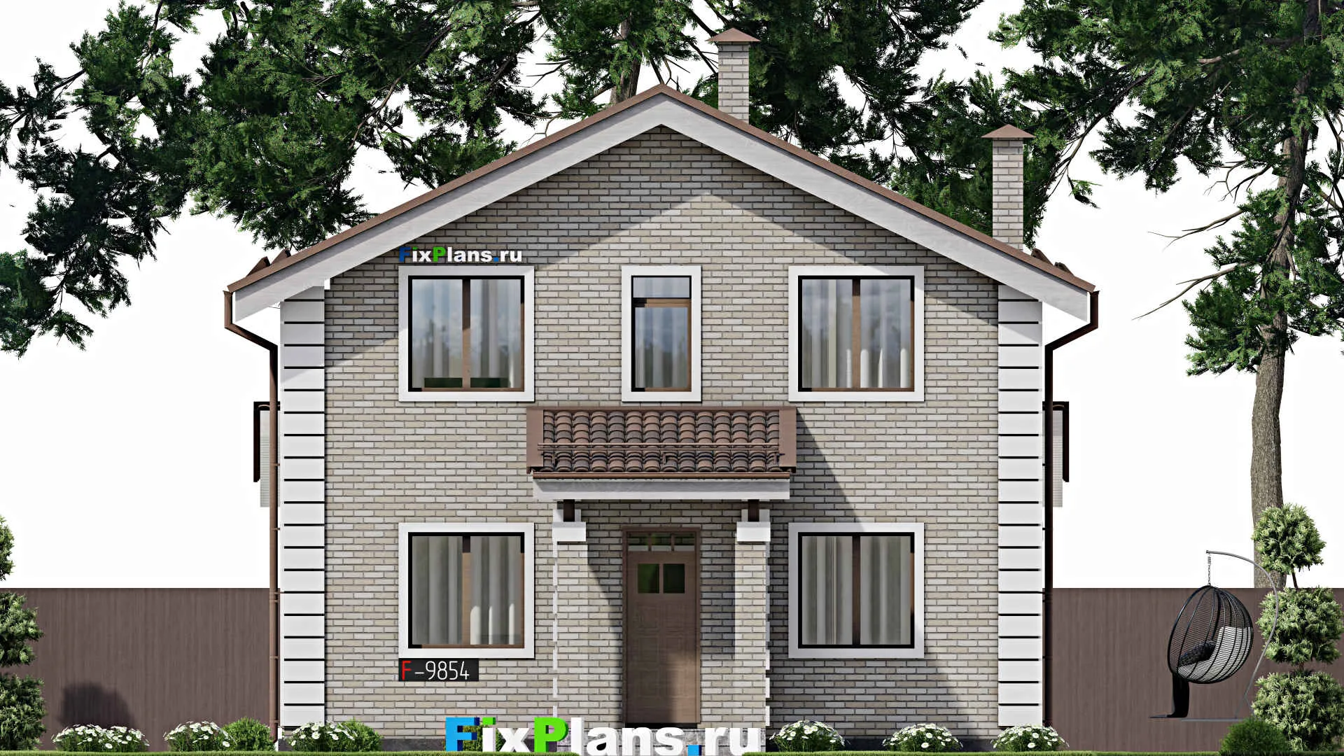 F-9854 - Планы дома с мансардой 10 на 15, площадью 160 м² с террасой и 3 спальнями