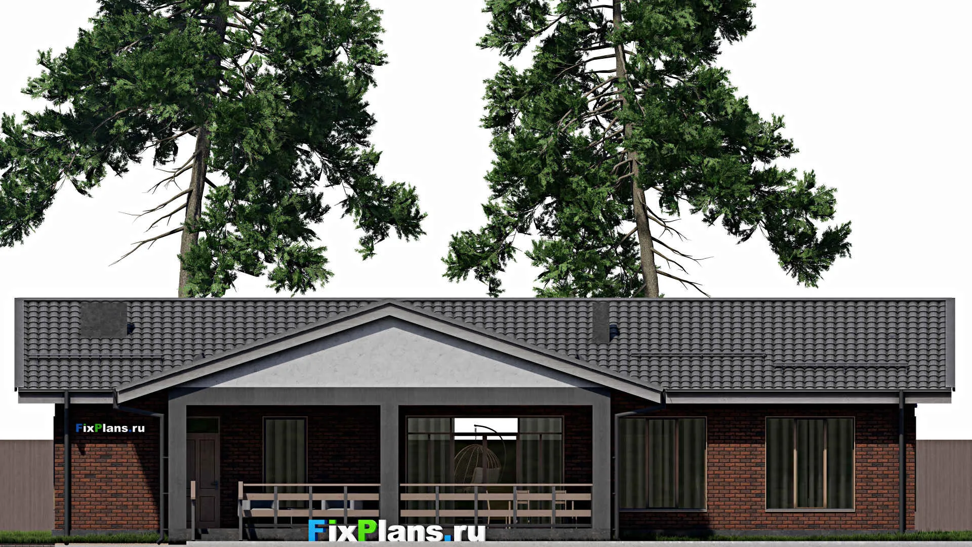 F-0512 - План одноэтажного дома 13 на 20, площадью 200 м² с террасой и 1 спальнями